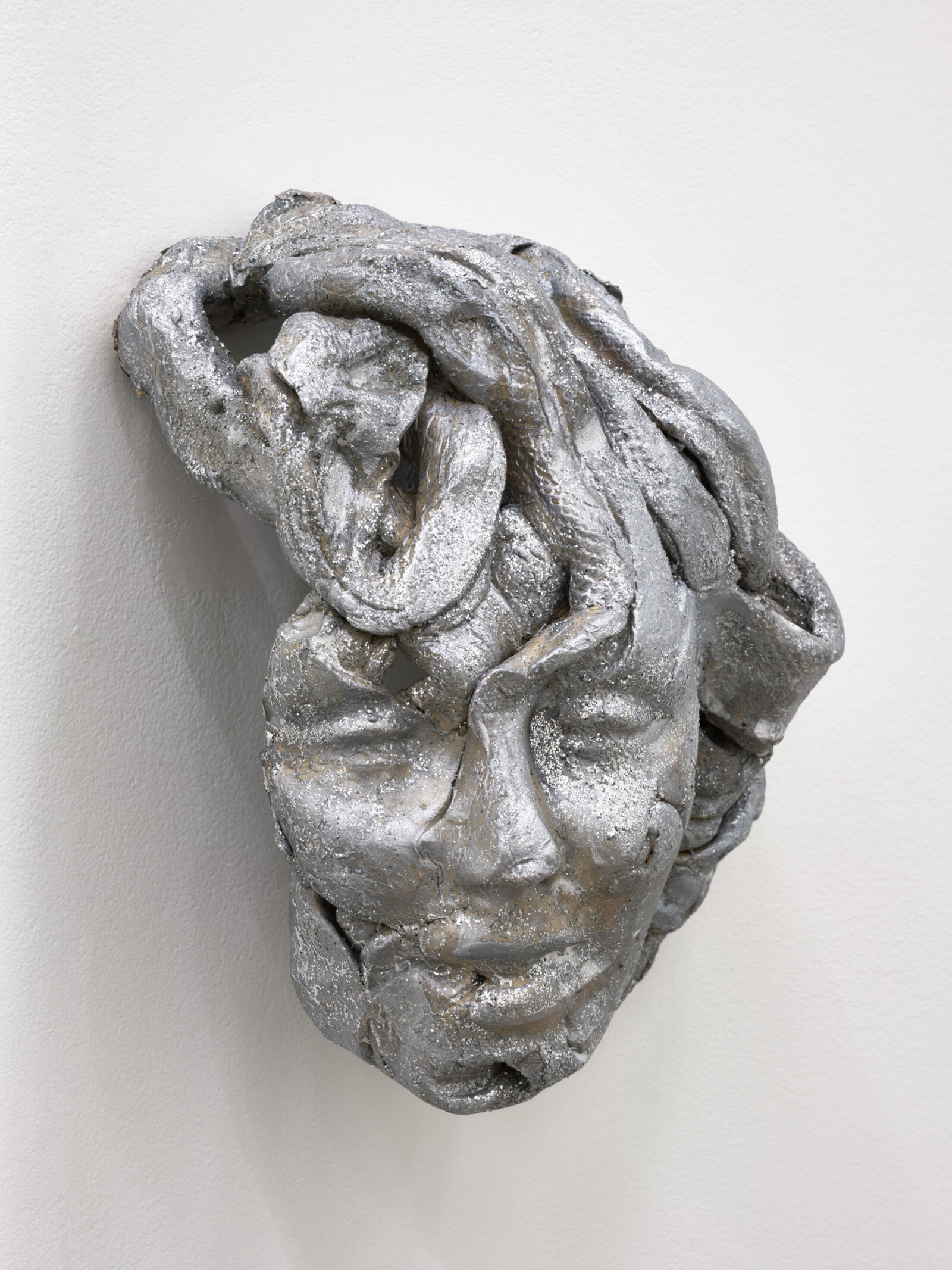 Rochelle Goldberg, Composite Icon II, 2024, ceramic, polyester glitter, pigment, dirt, graphite, acrylic medium, 11 x 8 x 5 in. (27 x 20 x 13 cm)