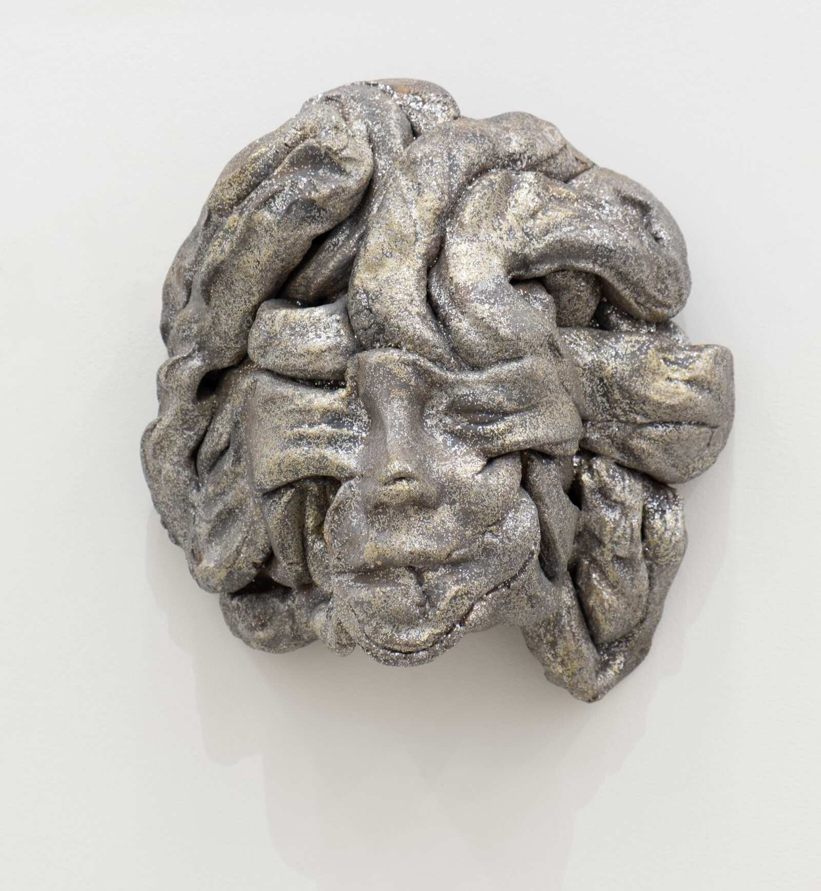 Rochelle Goldberg, Composite Icon IV, 2024, ceramic, polyester glitter, pigment, dirt, graphite, acrylic medium, 11 x 10 x 6 in. (27 x 24 x 15 cm)