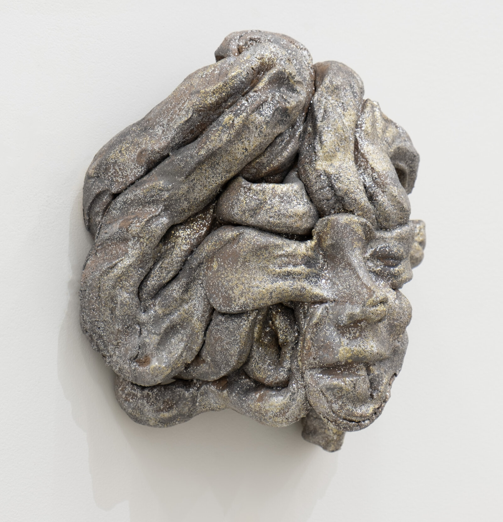 Rochelle Goldberg, Composite Icon IV, 2024, ceramic, polyester glitter, pigment, dirt, graphite, acrylic medium, 11 x 10 x 6 in. (27 x 24 x 15 cm)