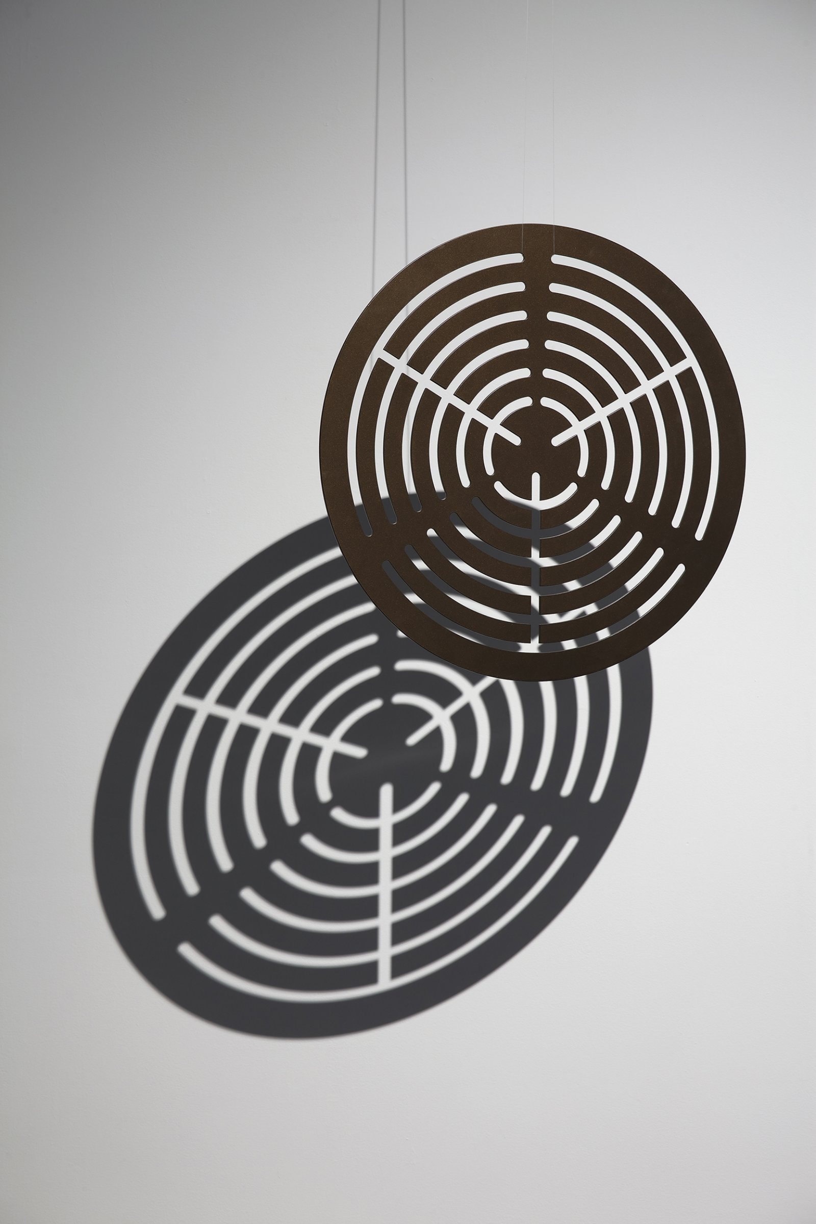 Rochelle Goldberg, Wheel of Fortune 2, 2017, powder coated aluminum, 24 x 24 in. (61 x 61 cm). Installation view, Intralocutors, Miguel Abreu Gallery, New York, USA, 2017