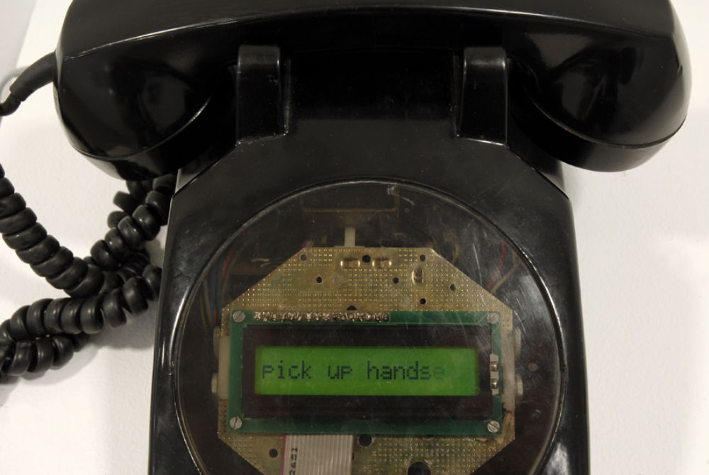 Germaine Koh, Call (detail), 2006, intervention using vintage telephone modified with programmable microcontroller and custom circuitry, 5 × 9 × 9 in. (13 x 23 x 23 cm) by 