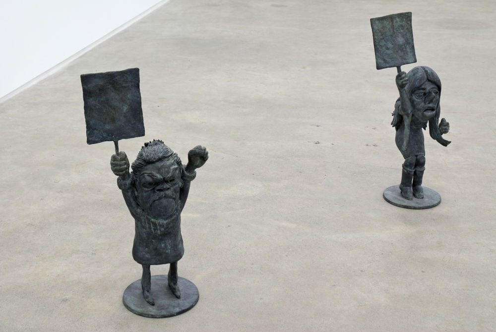 ​Alex Morrison, Proposal for a New Monument at Freedom Square, 2008, 2 cast bronze figures, 33 x 15 x 13 in. (83 x 37 x 33 cm), 32 x 10 x 15 in. (80 x 25 x 37 cm) by 