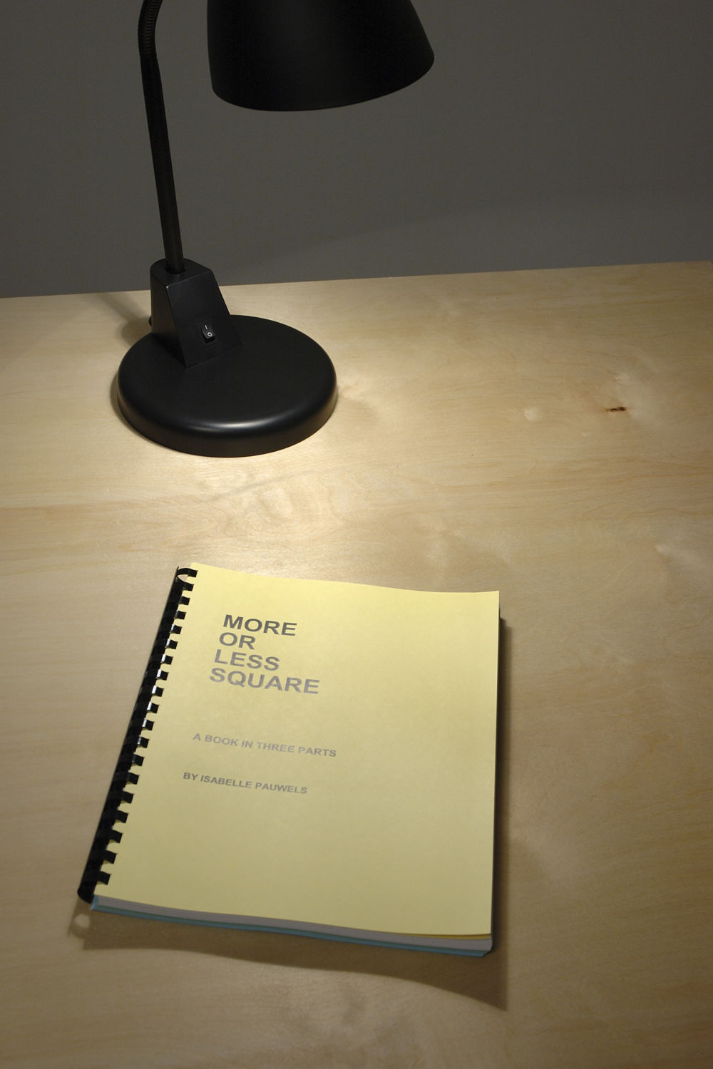 ​Isabelle Pauwels, More or Less Square: A Book in Three Parts, 2006, part one: computer printed log sheets, part two: ledger sheets typed with electronic typewriter, part three: manually typewritten script, timecard, introductions DVD, dimensions variable by 
