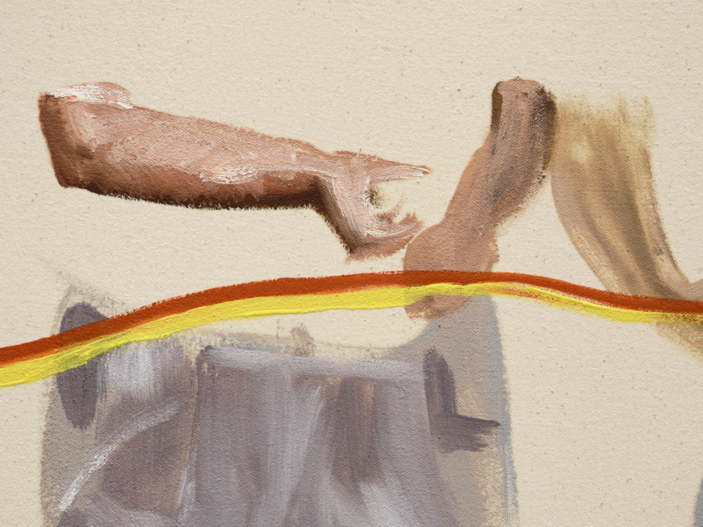 Brenda Draney, Ribbon 1 (detail), 2020, oil on canvas, 60 x 48 in. (153 x 122 cm) by 