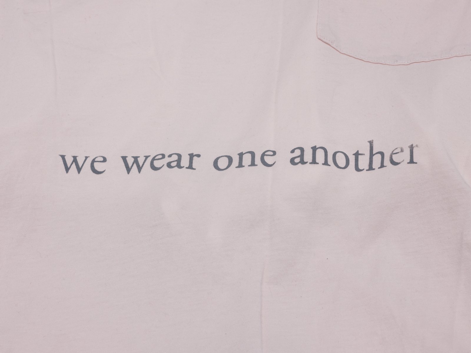 Tanya Lukin Linklater, Attire for performance, We wear one another (detail), 2019, clothing, silkscreen, 18 x 71 x 41 in. (46 x 180 x 104 cm)
