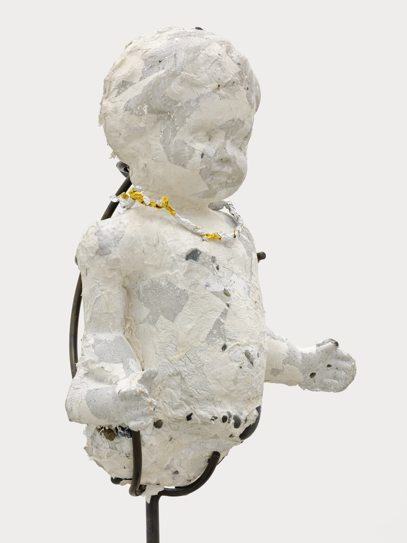 Rochelle Goldberg, Le Petit Bourgeois Shopaholic, reaching (detail), 2021, concrete, toilet paper, rocks, steel, wire, acrylic medium, aluminium foil, dimensions variable