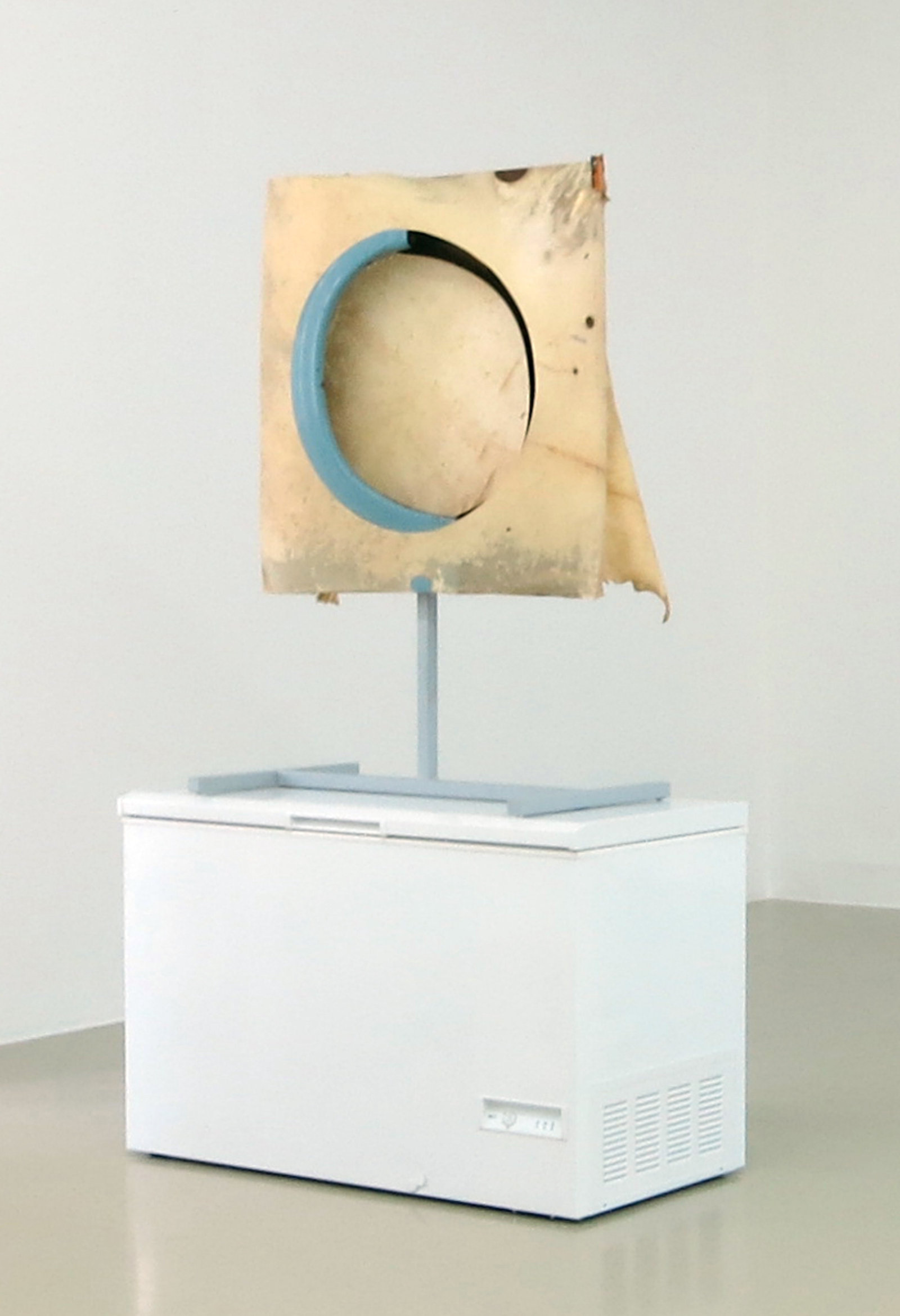 Brian Jungen, Moon, 2013, steel, deer hide, trabant fenders, freezer, 102 x 51 x 28 in. (258 x 130 x 71 cm)