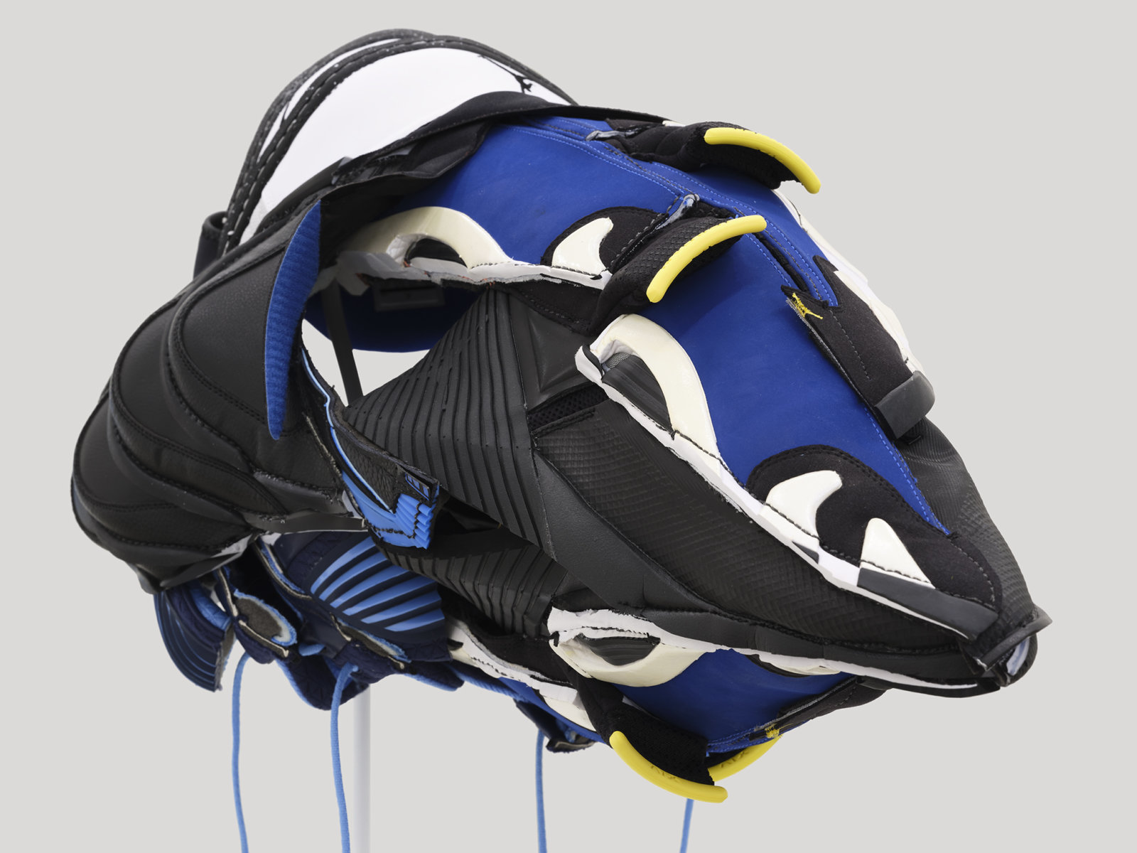 Brian Jungen, Plague Mask 2 (detail), 2020, nike air jordans, 12 x 23 x 15 in. (30 x 58 x 38 cm)