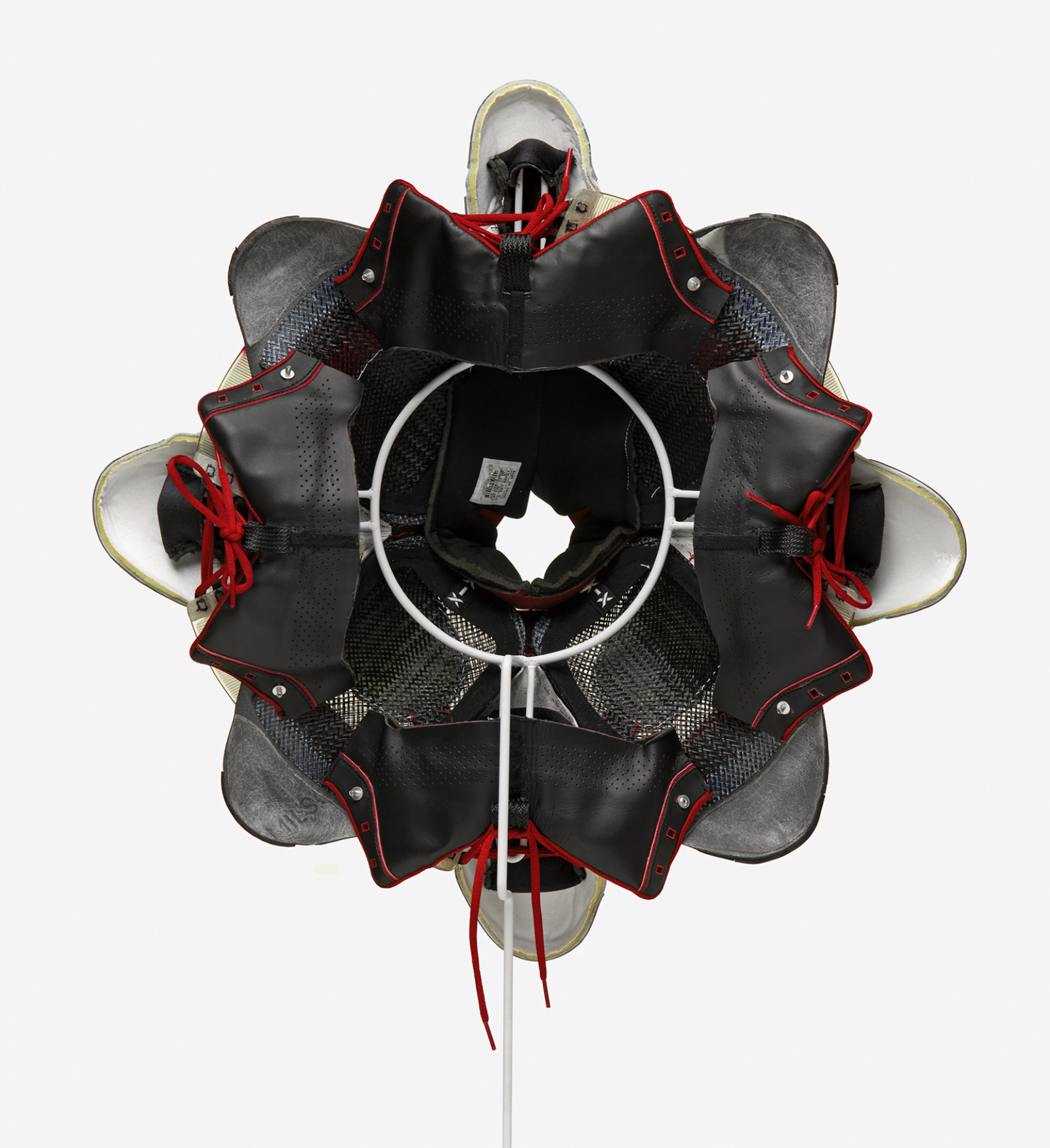 Brian Jungen, Prototype for New Understanding #19, 2004, nike air jordans, 24 x 24 x 8 in. (61 x 61 x 20 cm)