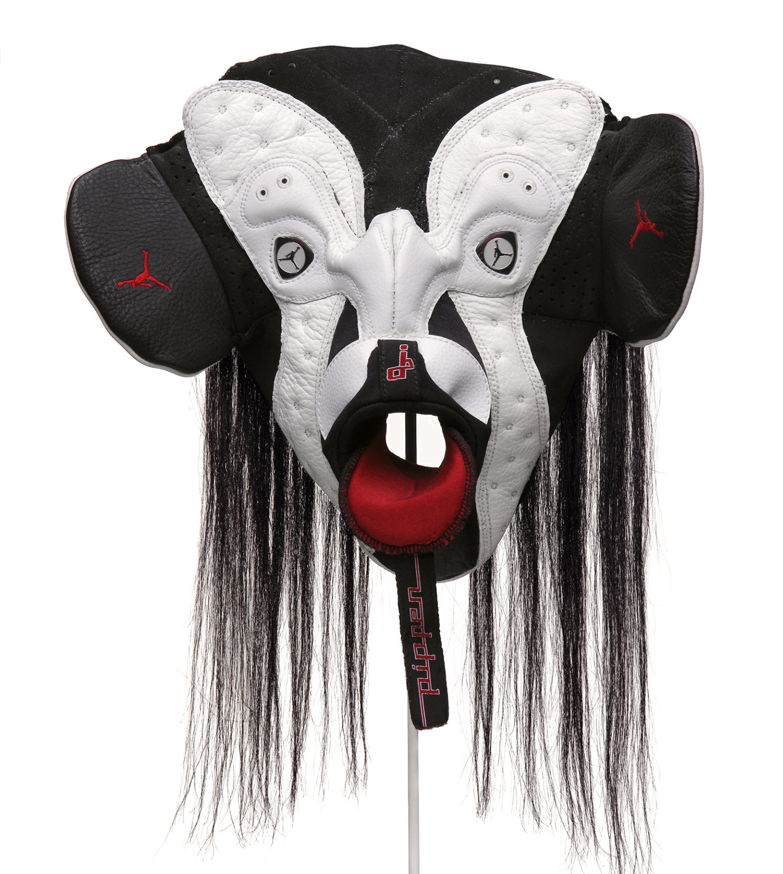 Brian Jungen, Prototype for New Understanding #4, 1999, nike air jordans, human hair, 18 x 13 x 7 in. (46 x 34 x 18 cm)
