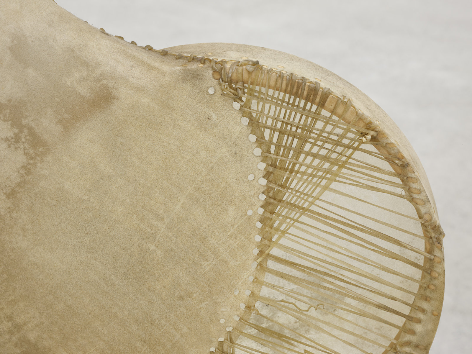 Brian Jungen, Sound Space 1 (detail), 2010, drum frames, hides, 24 x 36 x 24 in. (61 x 91 x 61 cm)