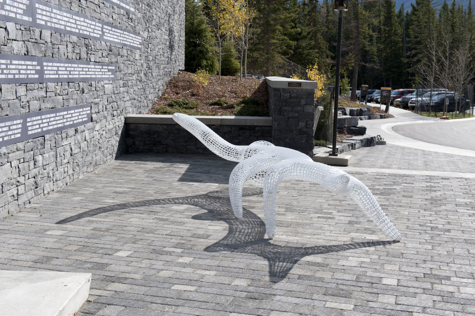 Brian Jungen, The ghosts on top of my head, 2010–2011, painted stainless steel, dimensions variable. Installation view, The Banff Centre, Banff, AB