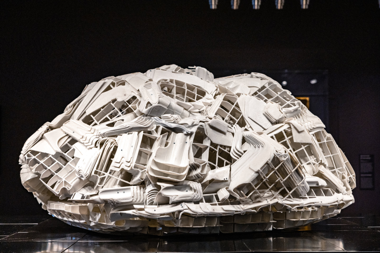 Brian Jungen, Tombstone (detail), 2019, rubbermaid step stools, filing cabinets, 69 x 107 x 86 in. (174 x 272 x 217 cm). Installation view, Jungen, A Divided Landscape The Momentary, Bentonville, USA, 2022