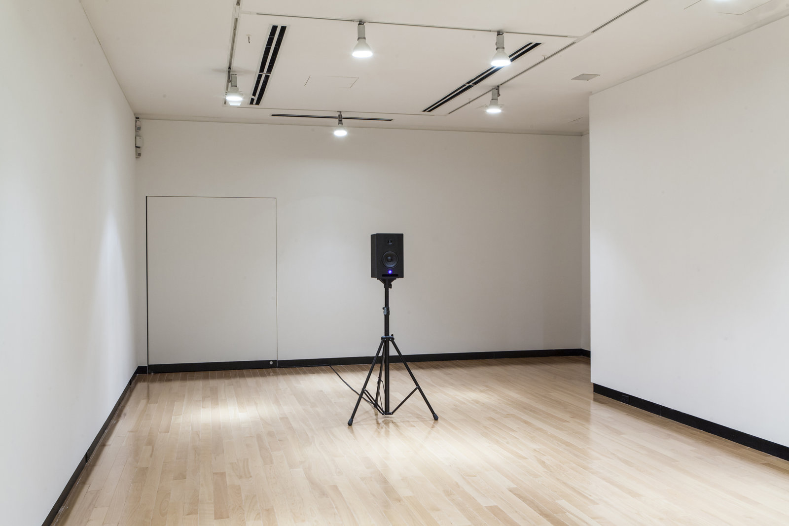 Janice Kerbel, Ballgame (Pregame), 2009, audio recording, loudspeaker, stand, dimensions variable. Installation view, Pre, Justina M. Barnicke Gallery, Toronto, ON, 2012