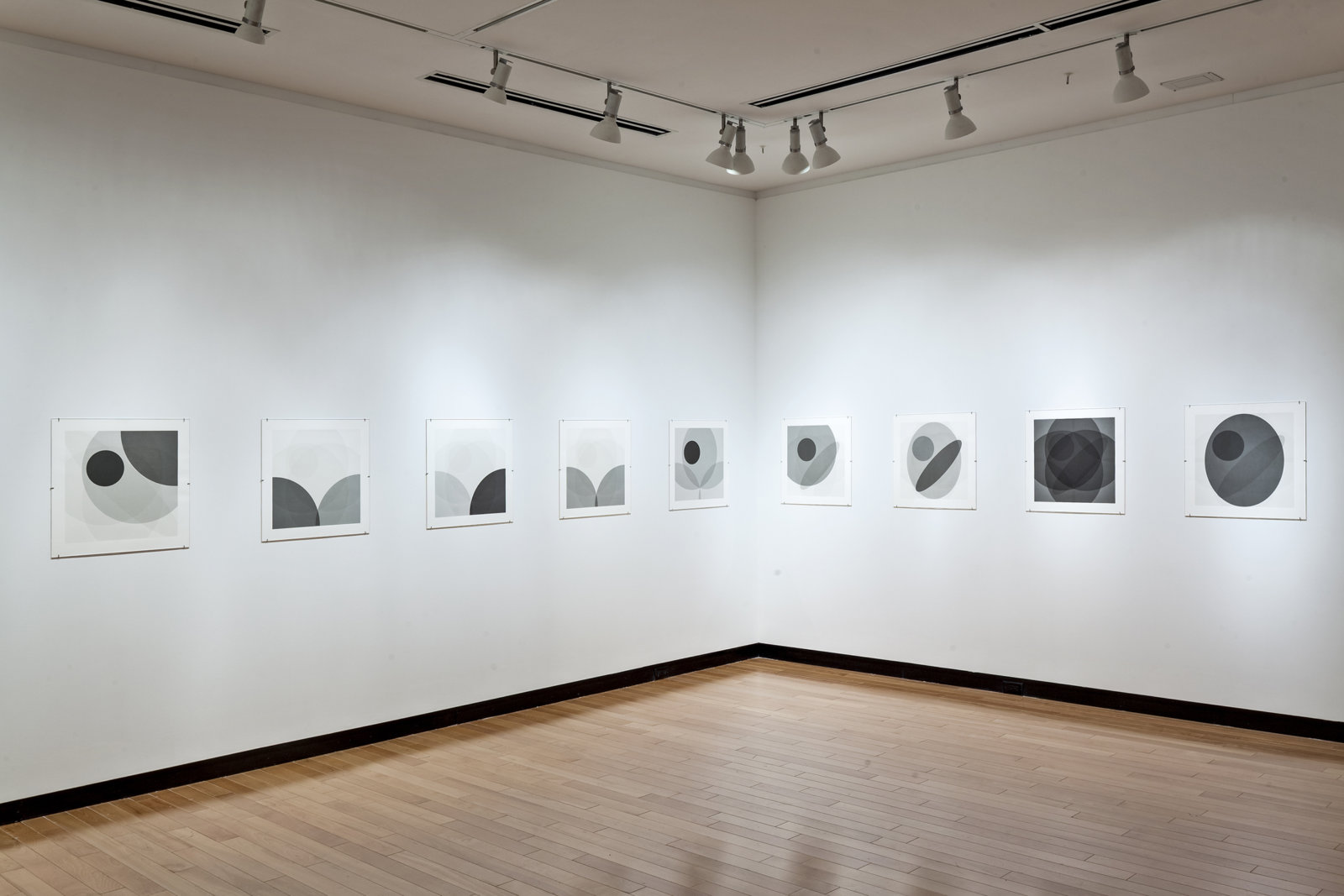 Janice Kerbel, Cue, 2011, 36 silkscreens on paper, each 22 x 22 in. (56 x 56 cm). Installation view, Pre,	Justina M. Barnicke Gallery,	Toronto, ON, 2012
