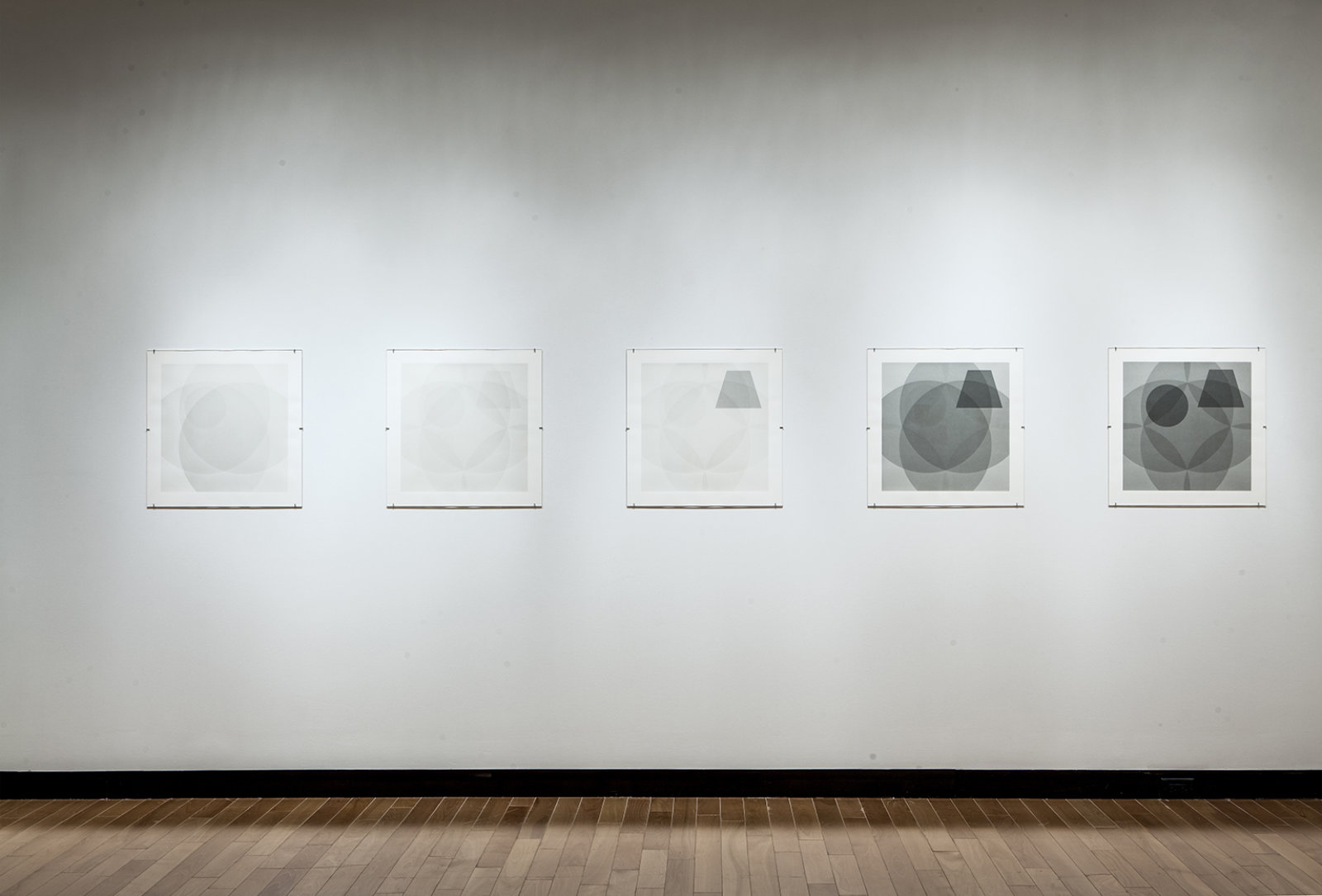 Janice Kerbel, Cue, 2011, 36 silkscreens on paper, each 22 x 22 in. (56 x 56 cm). Installation view, Pre,	Justina M. Barnicke Gallery,	Toronto, ON, 2012