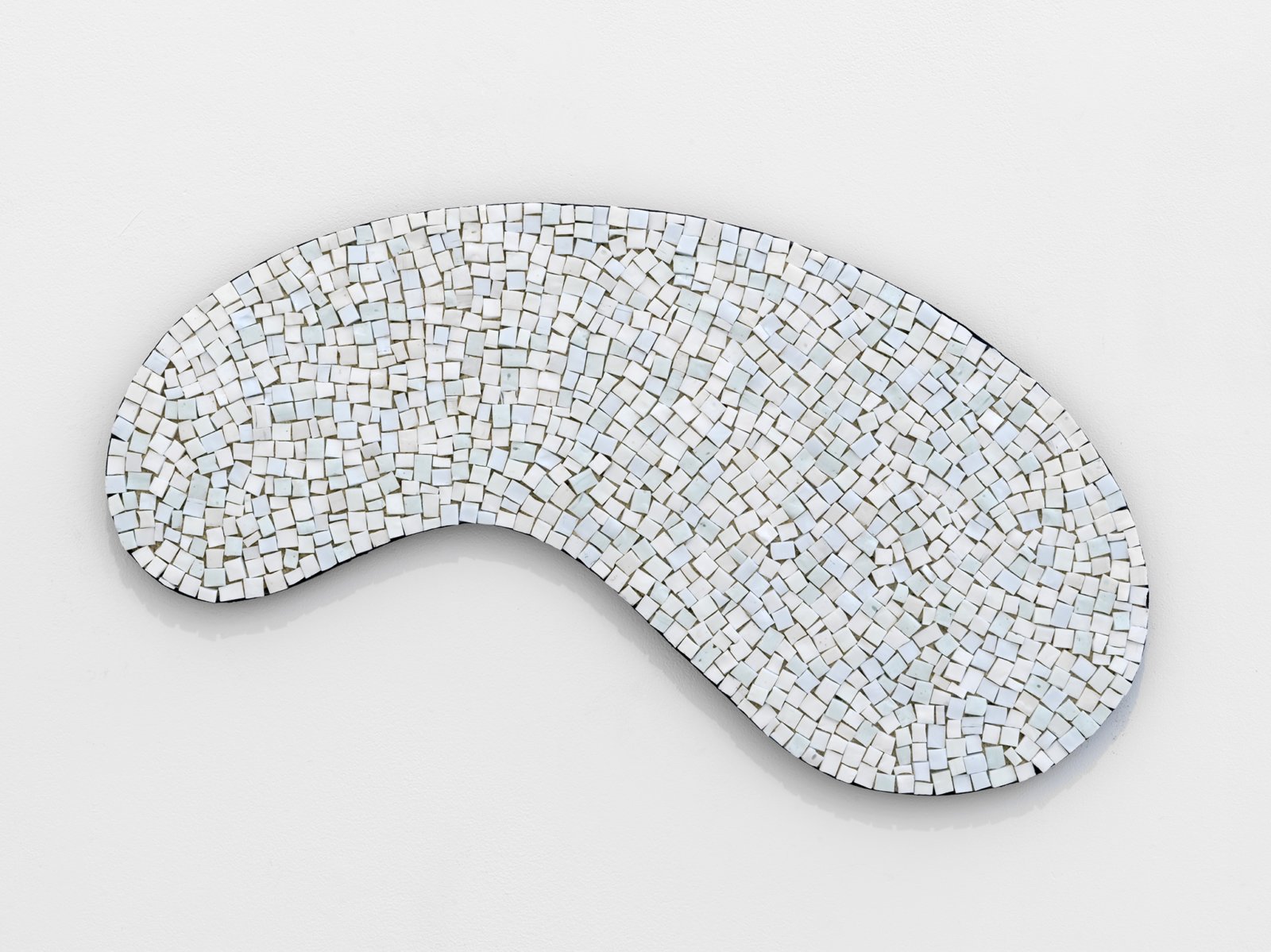 Janice Kerbel, Pool, 2018, mosaic, 11 x 21 in. (28 x 54 cm). Installation view, greengrassi, London, UK, 2018