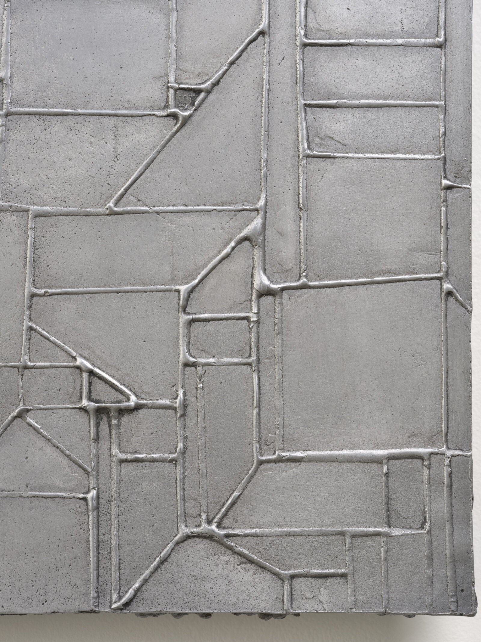 Devon Knowles, Between ’17 and ’22 (detail), 2022, aluminum, glass, plastic, lead, tin, steel, triptych, each 12 x 12 x 2 in. (31 x 31 x 4 cm)