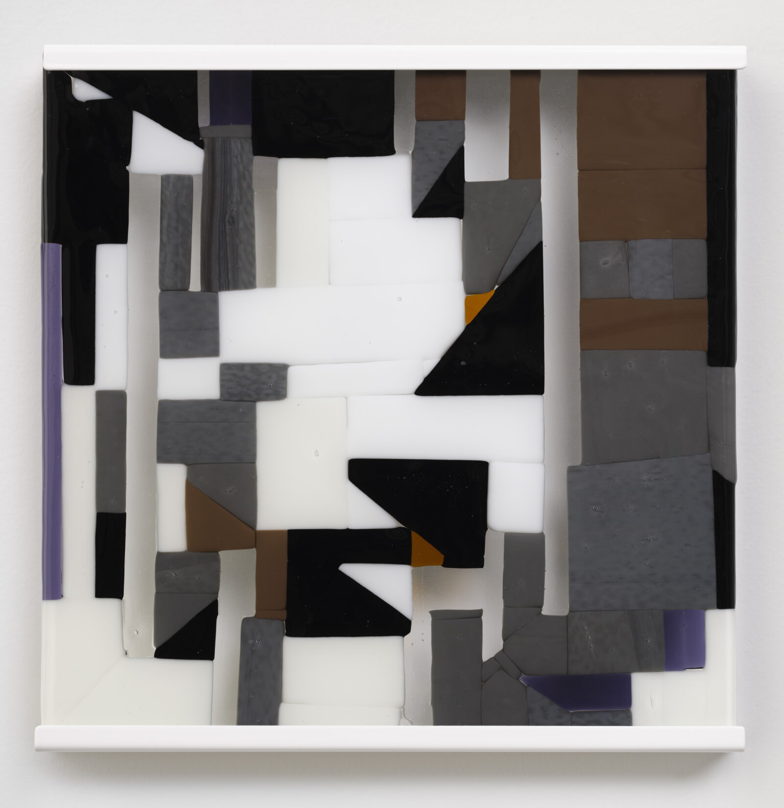 Devon Knowles, Between ’17 and ’22 (detail), 2022, aluminum, glass, plastic, lead, tin, steel, triptych, each 12 x 12 x 2 in. (31 x 31 x 4 cm)