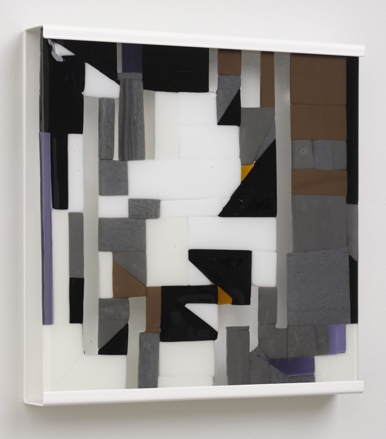 Devon Knowles, Between ’17 and ’22 (detail), 2022, aluminum, glass, plastic, lead, tin, steel, triptych, each 12 x 12 x 2 in. (31 x 31 x 4 cm)