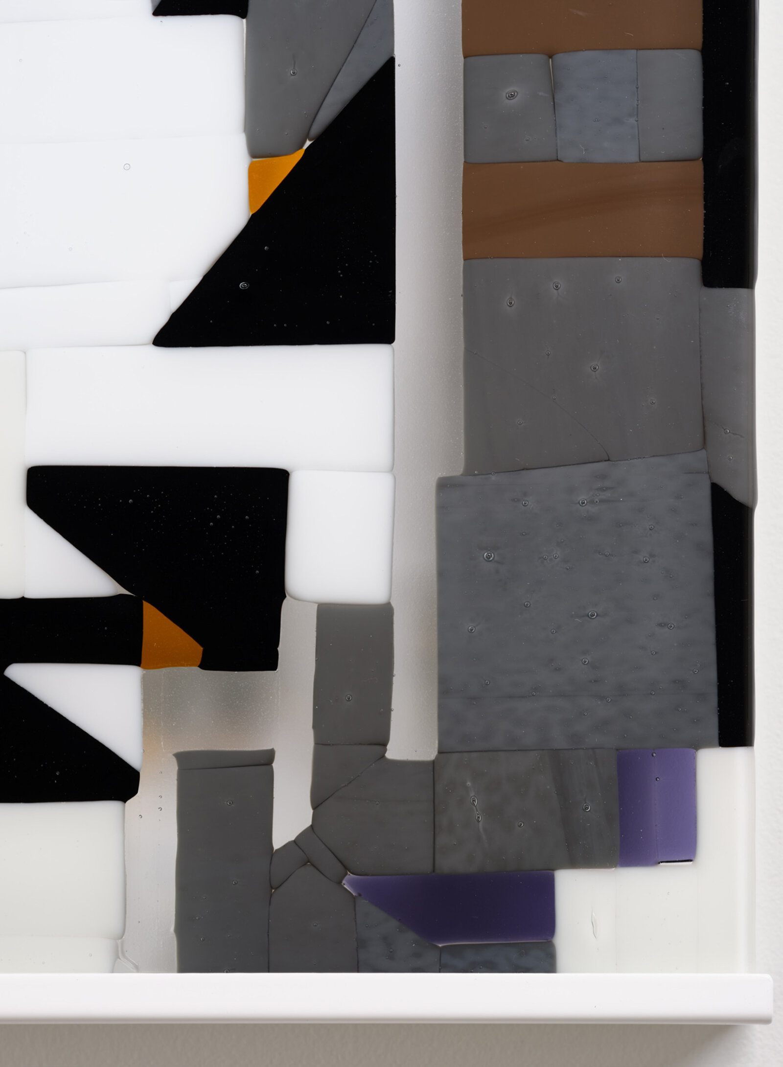 Devon Knowles, Between ’17 and ’22 (detail), 2022, aluminum, glass, plastic, lead, tin, steel, triptych, each 12 x 12 x 2 in. (31 x 31 x 4 cm)