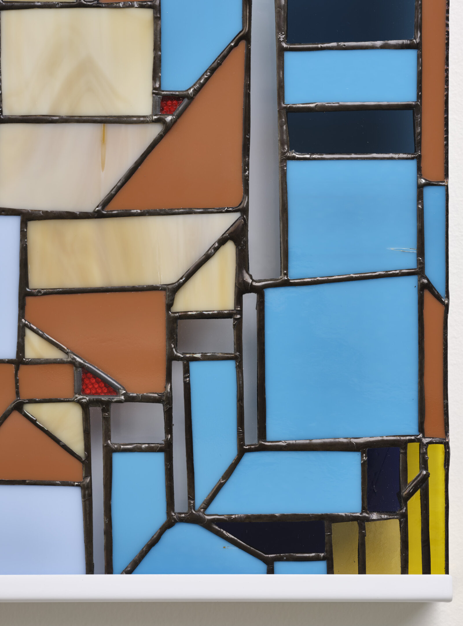 Devon Knowles, Between ’17 and ’22 (detail), 2022, aluminum, glass, plastic, lead, tin, steel, triptych, each 12 x 12 x 2 in. (31 x 31 x 4 cm)