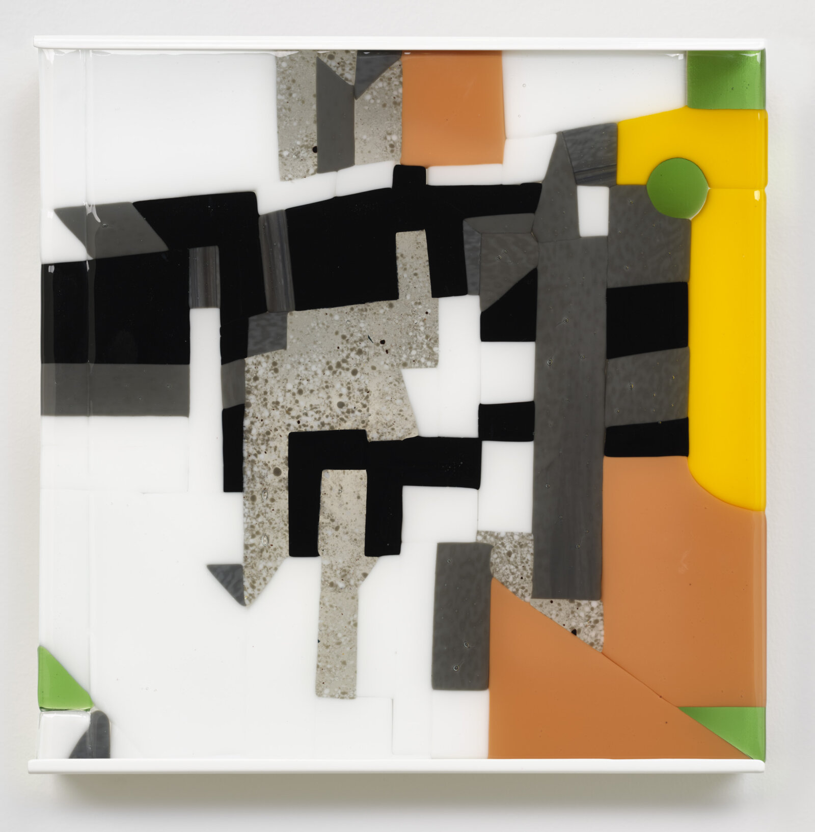 Devon Knowles, Between ’18 and ’22 (detail), 2022, aluminum, glass, lead, tin, steel, triptych, 13 x 30 x 3 in. (33 x 76 x 8 cm)