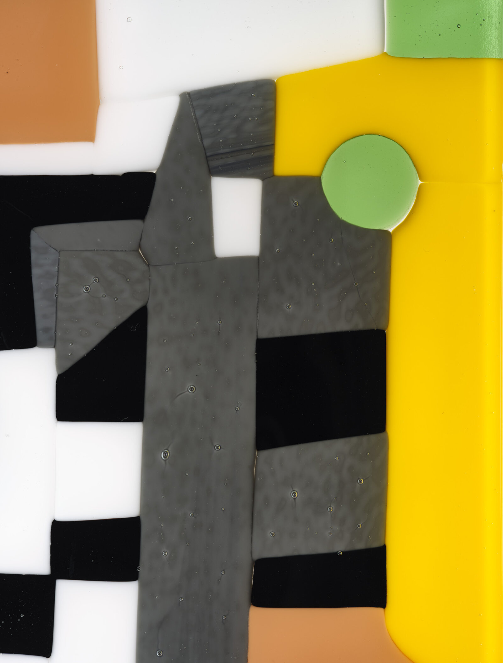 Devon Knowles, Between ’18 and ’22 (detail), 2022, aluminum, glass, lead, tin, steel, triptych, 13 x 30 x 3 in. (33 x 76 x 8 cm)