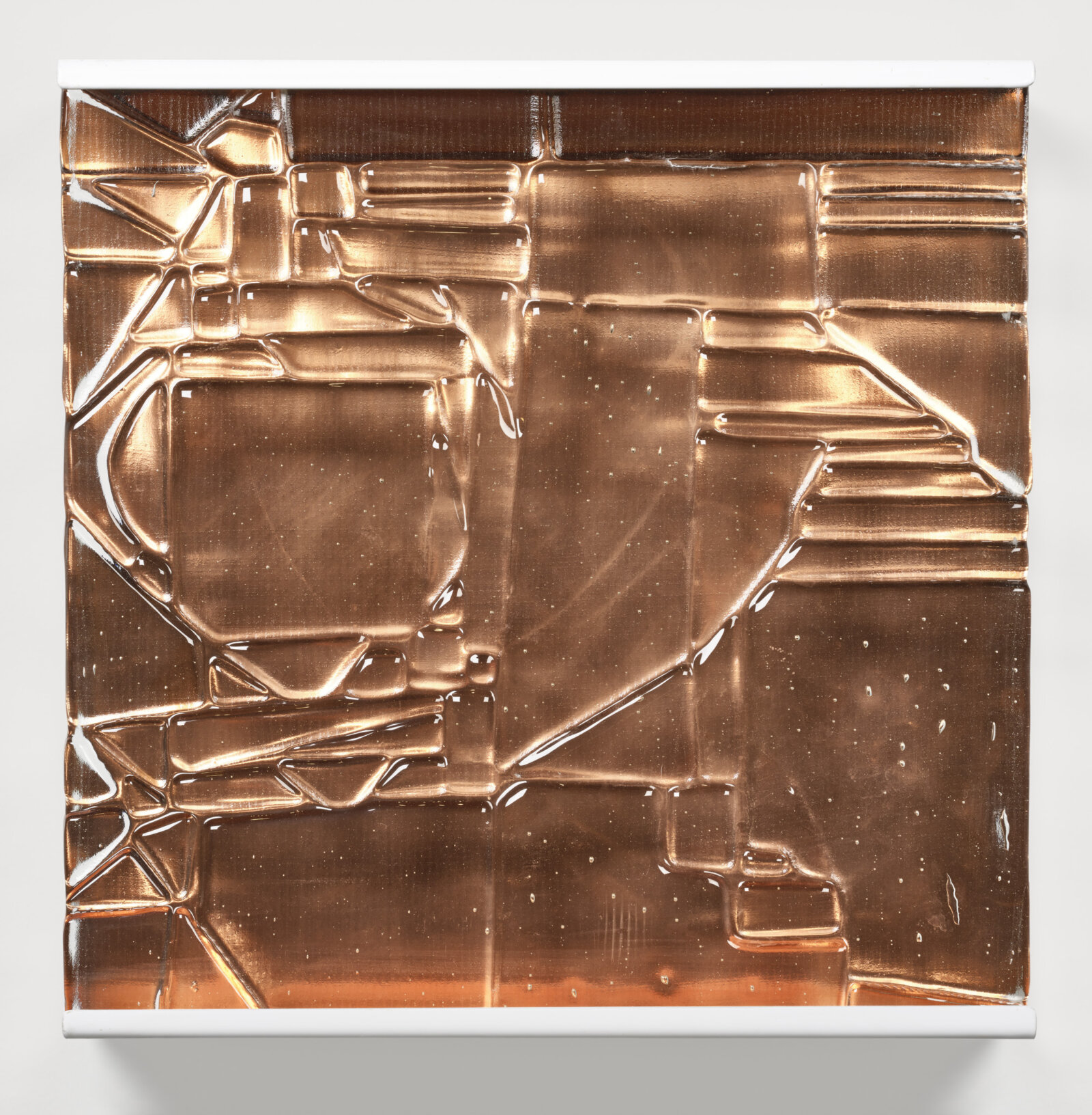 Devon Knowles, Flow no. 1, 2022, glass, copper, felt, steel, 12 x 12 x 3 in. (31 x 31 x 6 cm)