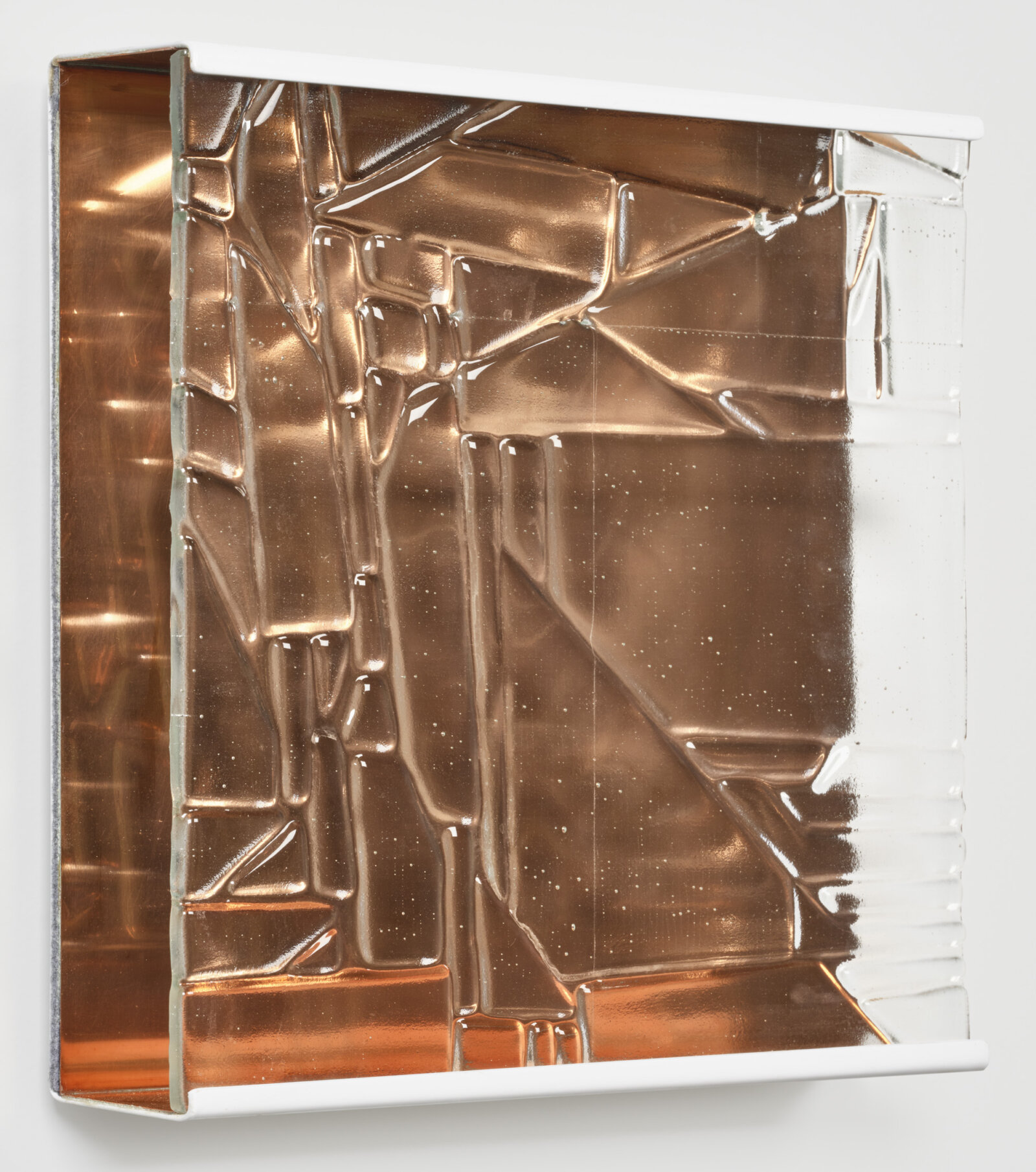 Devon Knowles, Flow no. 2, 2022, glass, copper, felt, steel, 12 x 12 x 3 in. (31 x 31 x 6 cm)