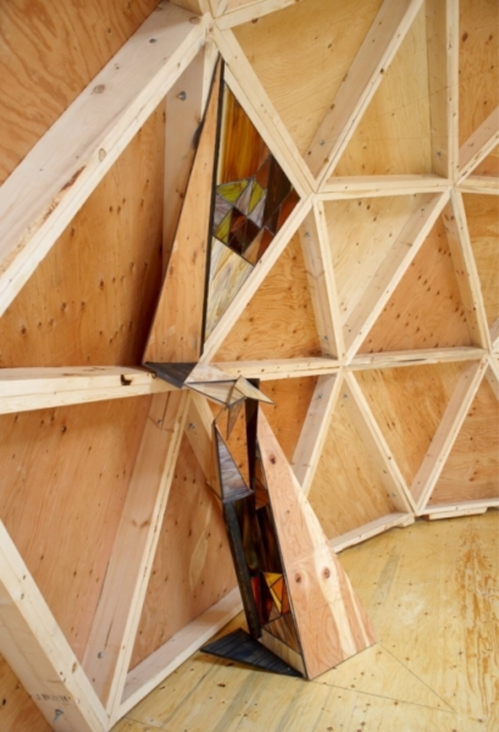 Devon Knowles, Form to the Back, 2010, wood, graphite, glass, 86 x 50 x 36 in. (218 x 127 x 91 cm)