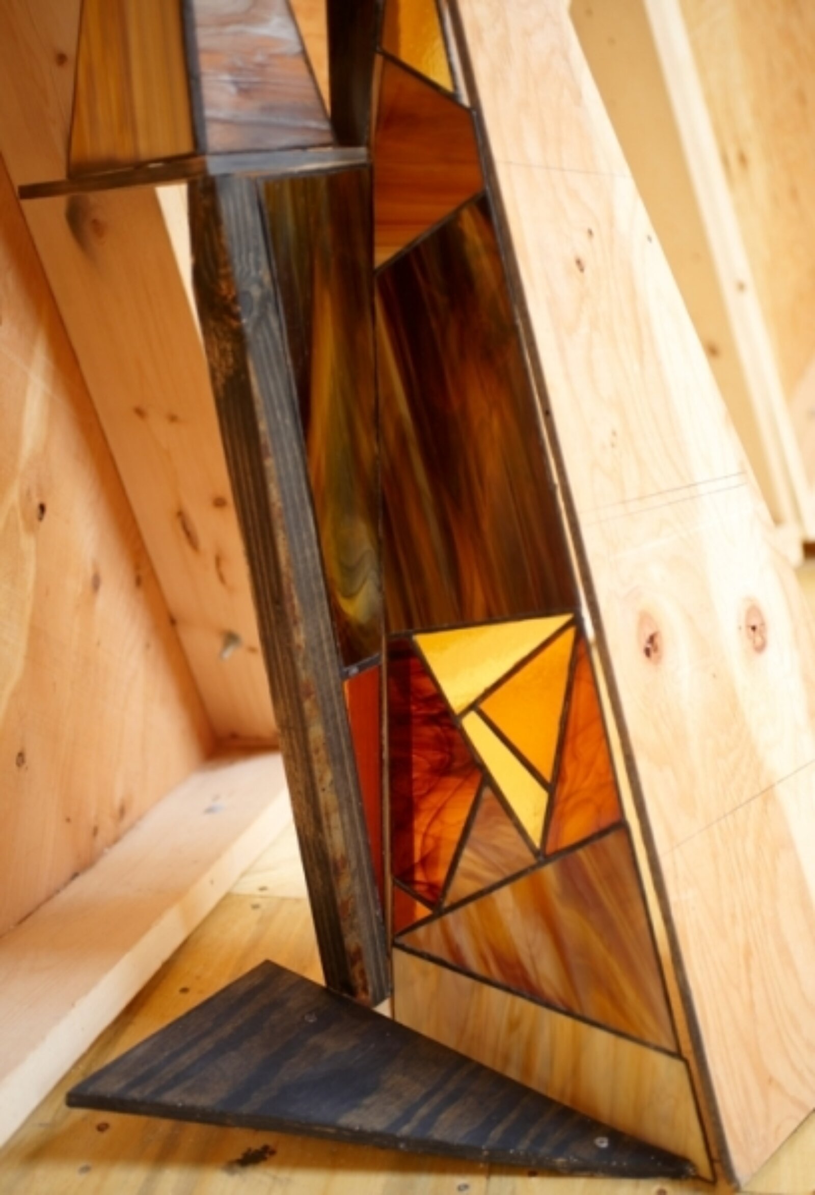 Devon Knowles, Form to the Back, 2010, wood, graphite, glass, 86 x 50 x 36 in. (218 x 127 x 91 cm)