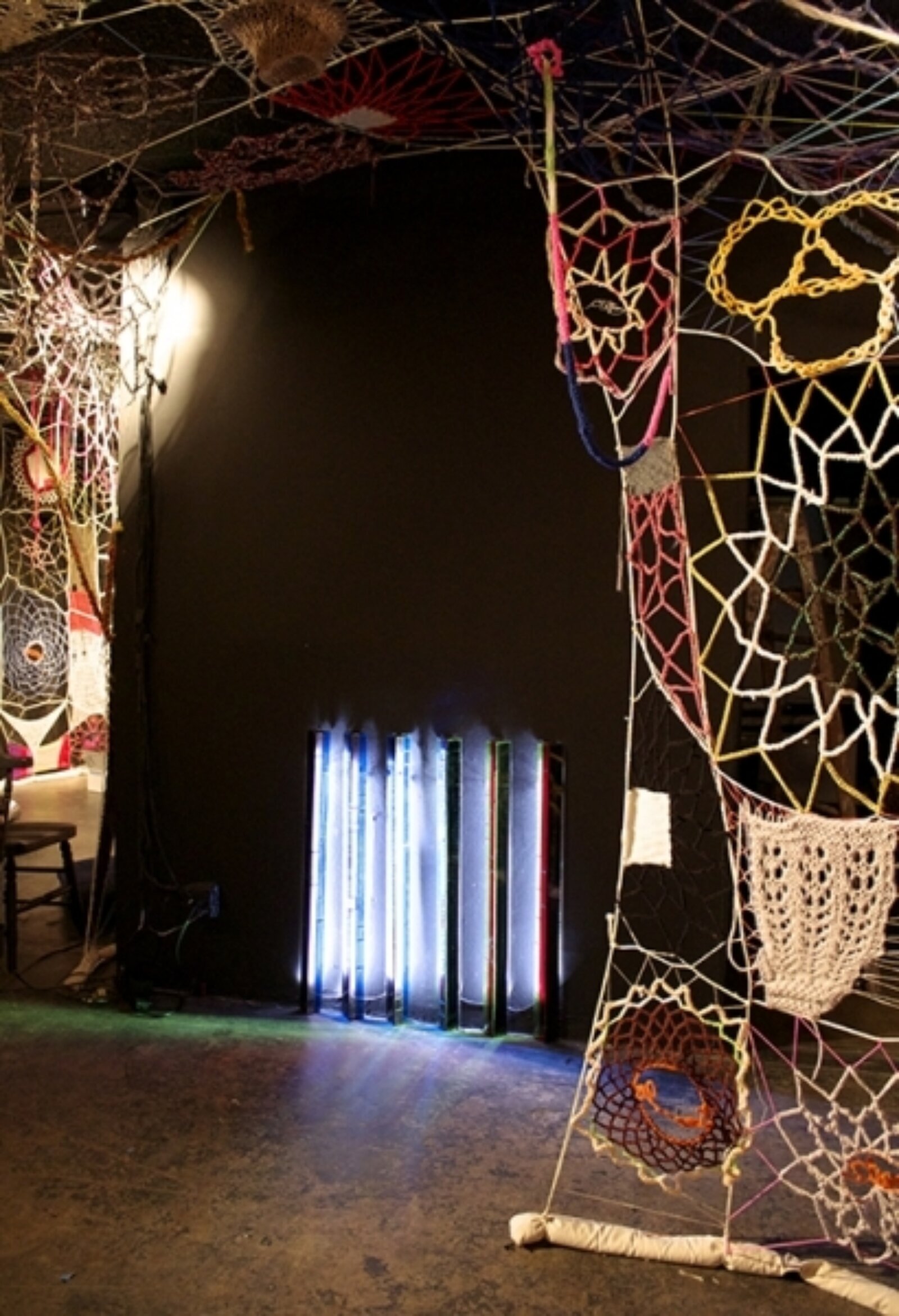 Devon Knowles, LA Night, 2011, glass, paint, LED, dimensions variable. Installation view, Womb-Womb Room, Night Gallery, Los Angeles, USA, 2011