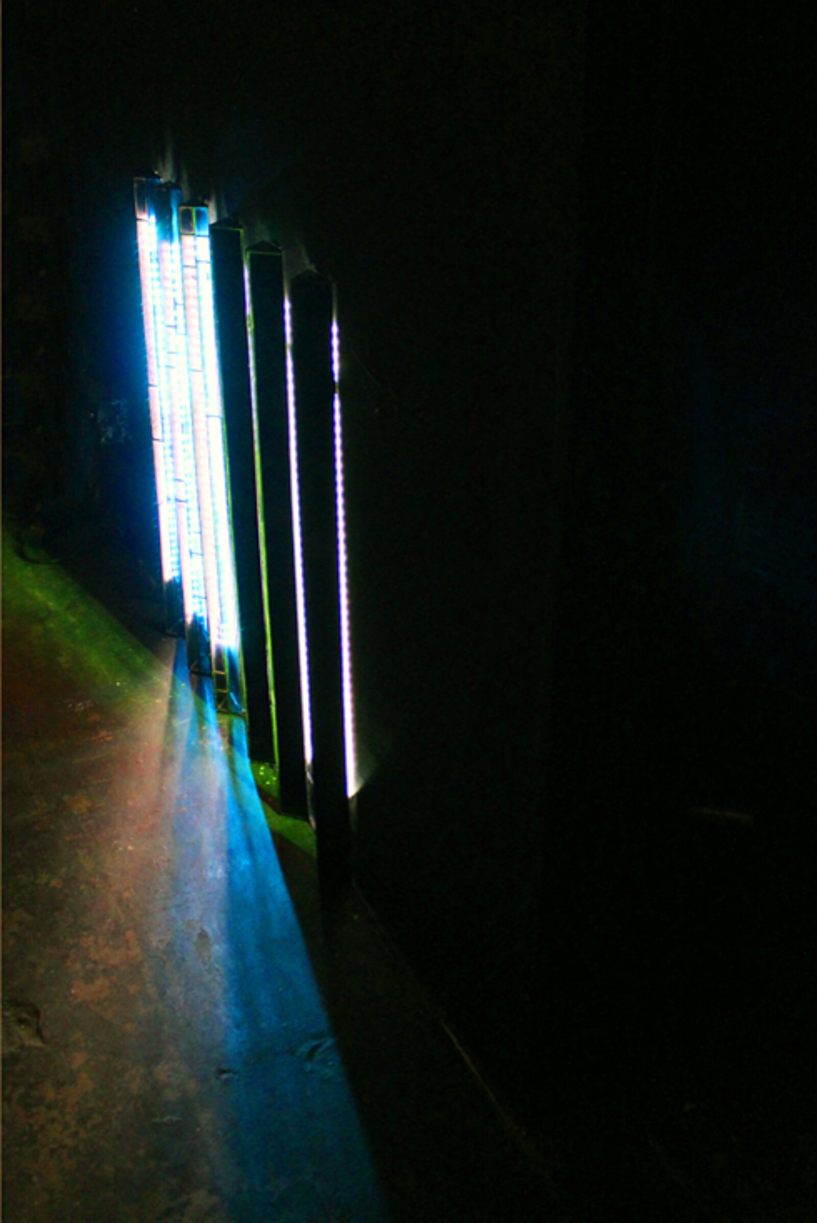 Devon Knowles, LA Night, 2011, glass, paint, LED, dimensions variable. Installation view, Womb-Womb Room, Night Gallery, Los Angeles, USA, 2011