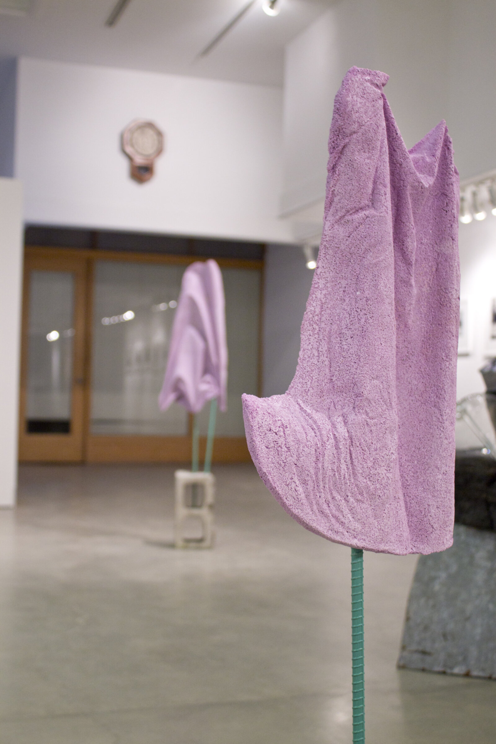 Devon Knowles, Mauve Ghosts, 2013, concrete, pigment, steel, dimensions variable. Installation view, Black Diamond Dust, Nanaimo Art Gallery, Canada, 2014