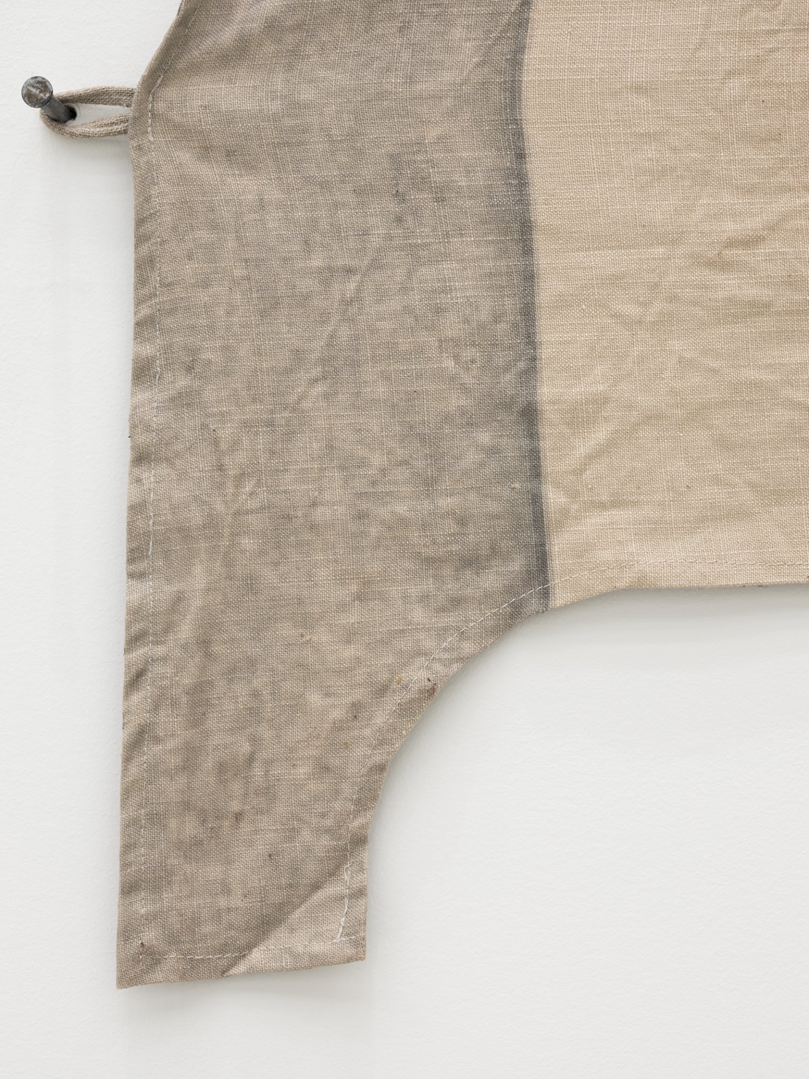 Duane Linklater, Tipi cover for unknown future horizon / Indian lemonade diamond for Mina (detail), 2018, digital print on hand-dyed linen, cedar, sumac, charcoal, nails, 113 x 213 in. (287 x 541 cm)