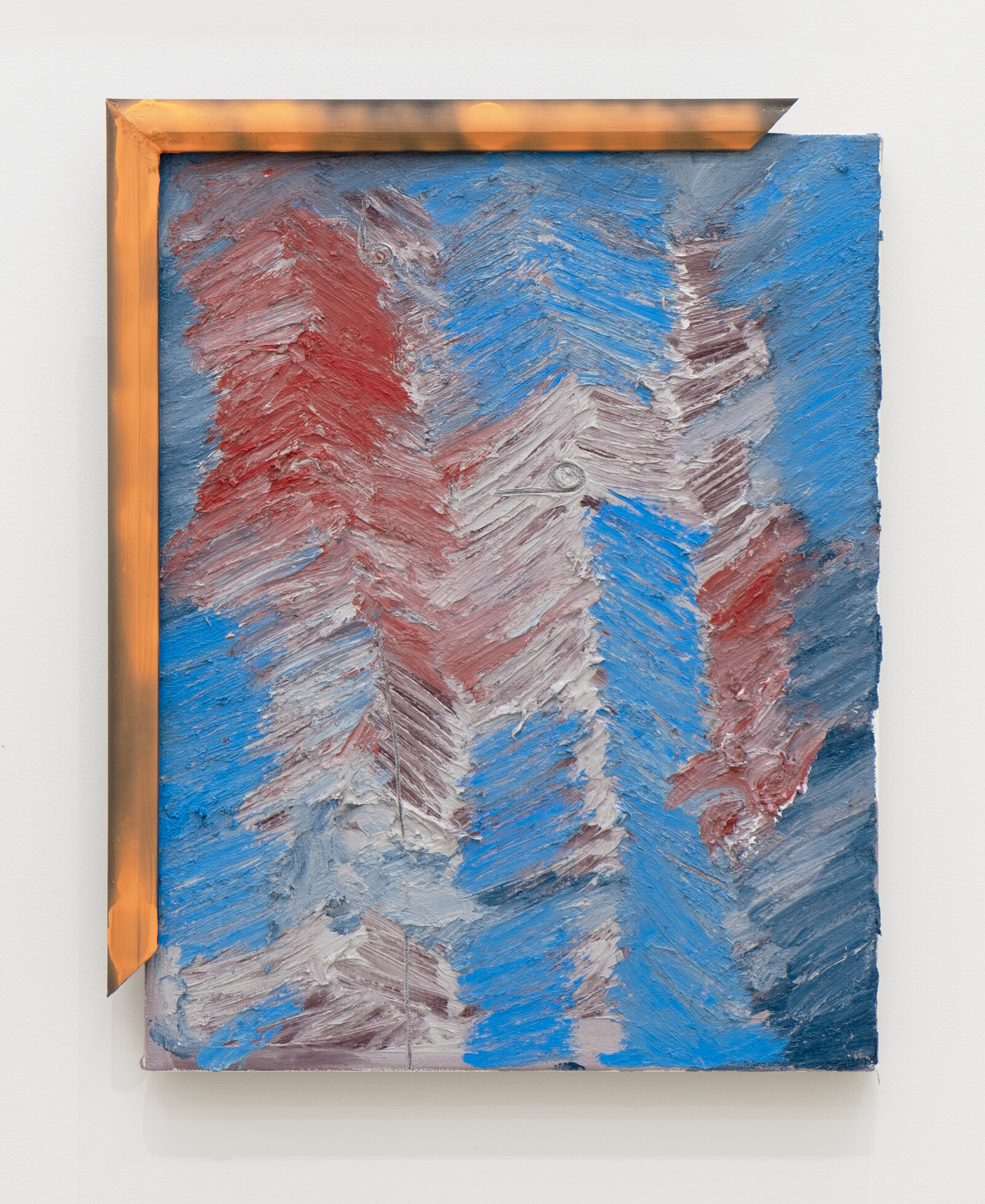 Duane Linklater, nîcisân_2, 2026, oil and oil stick, graphite, artist’s own frame, 19 x 15 in. (47 x 37 cm)
