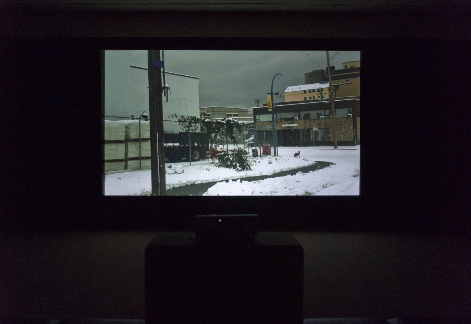 Duane Linklater, Something About Encounter, 2011-2013, HD iphone video with sound, dimensions variable. Installation view, Thunder Bay Art Gallery, Thunder Bay, 2013.