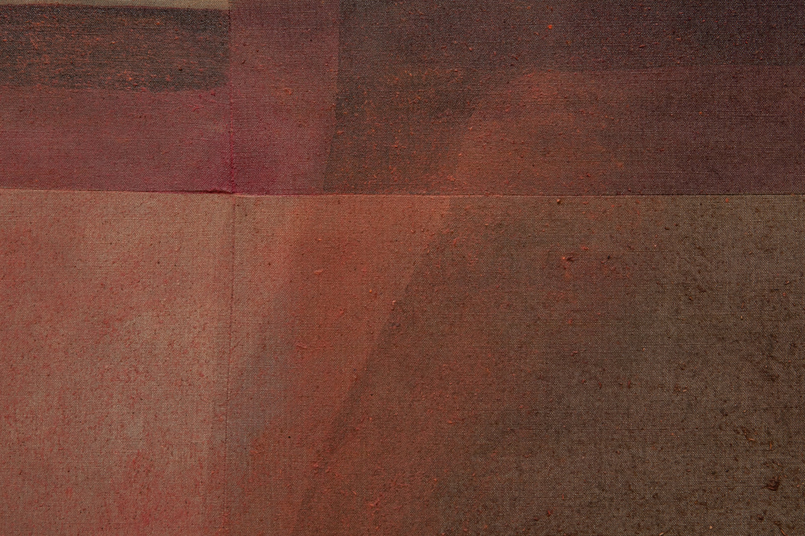 Duane Linklater, they have piled the stone / as they promised / without syrup 7 (detail), 2023, digital print on linen, cochineal, tea, sumac, tobacco, charcoal, 72 x 60 in. (183 x 152 cm)