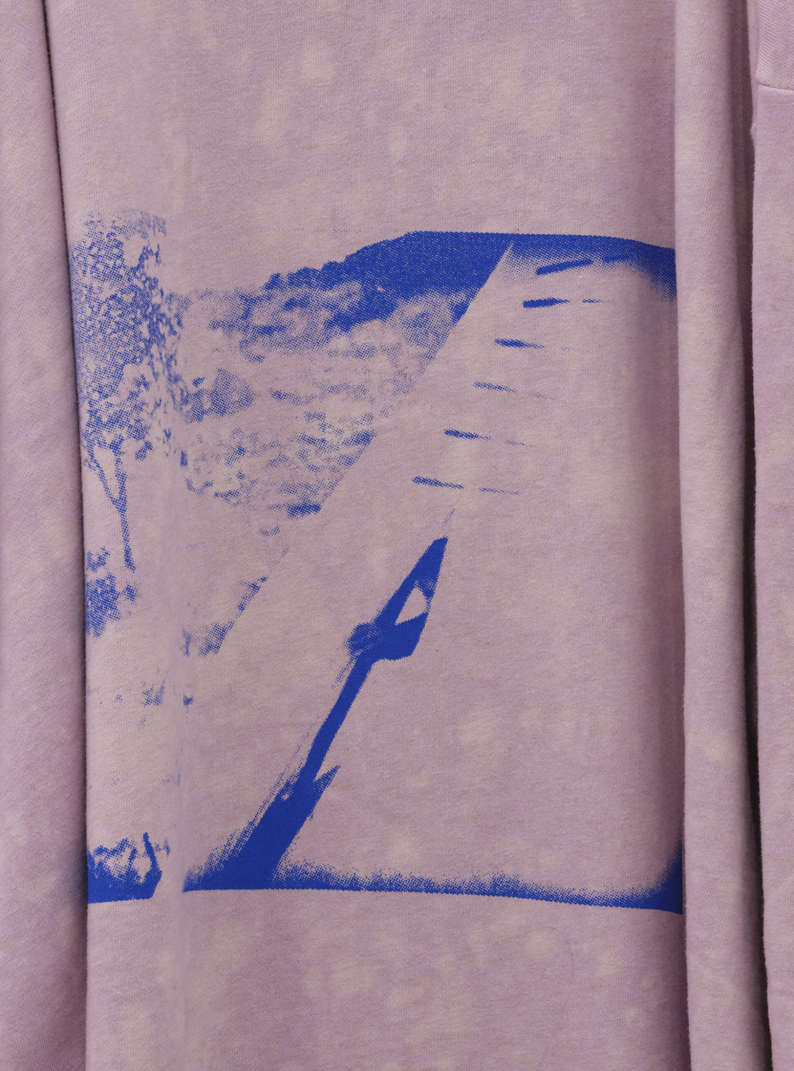 Duane Linklater, whiteeagle (detail), 2020, handmade sweater, cochineal dye, silkscreen, nails, 38 x 20 x 5 in. (97 x 51 x 13 cm)