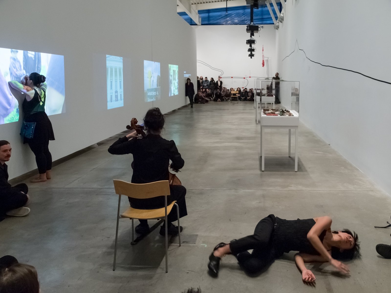 Tanya Lukin Linklater, An accumulation – A relief, 2016, site-specific performance. Performance documentation, Cutting Copper: Indigenous Resurgent Practice, Lalakenis/All Directions: A Journey of Truth and Unity, Morris and Helen Belkin Art Gallery, Vancouver, 2016