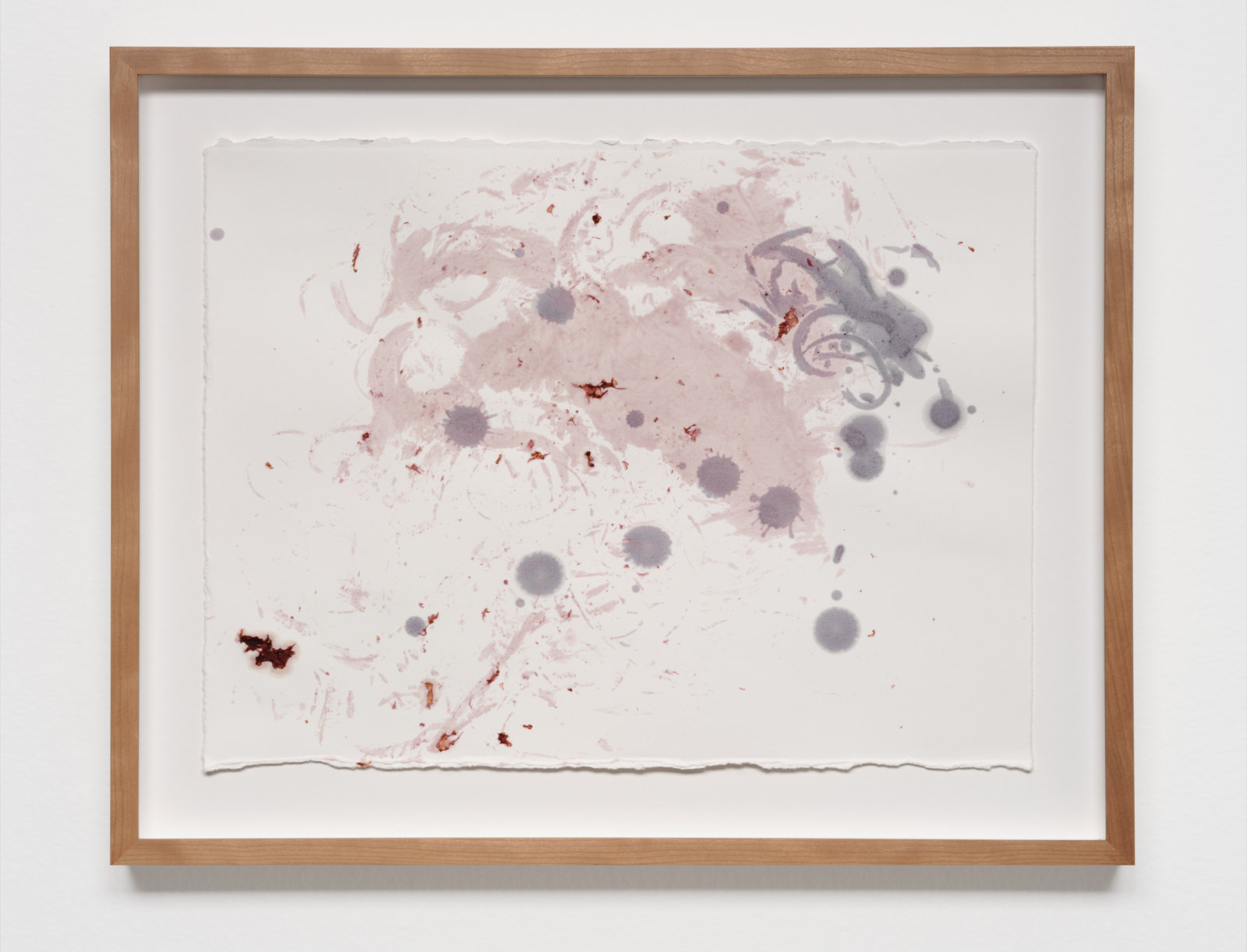 Tanya Lukin Linklater, Hair Print 3, 2022, strawberry, blueberry, raspberry pigments transferred to paper with artist’s hair, 15 x 18 in. (38 x 47 cm)