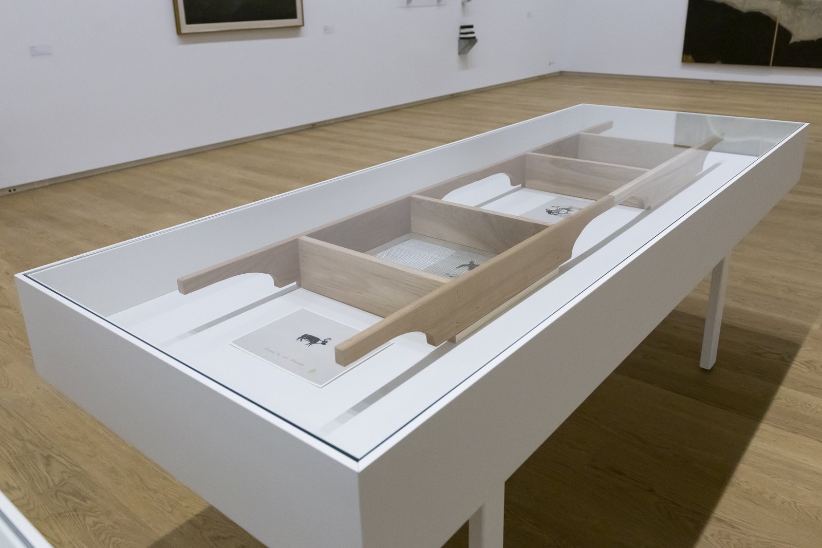 Tanya Lukin Linklater, Horse Hair Question 2 (detail), 2016, wood, hardware, screen, horse hair bundles, cotton, paper, images of Inuit prints from Art Gallery of Alberta’s collection, dimensions variable. Installation view, Next Year’s Country, Remai Modern, Saskatoon, Canada, 2020