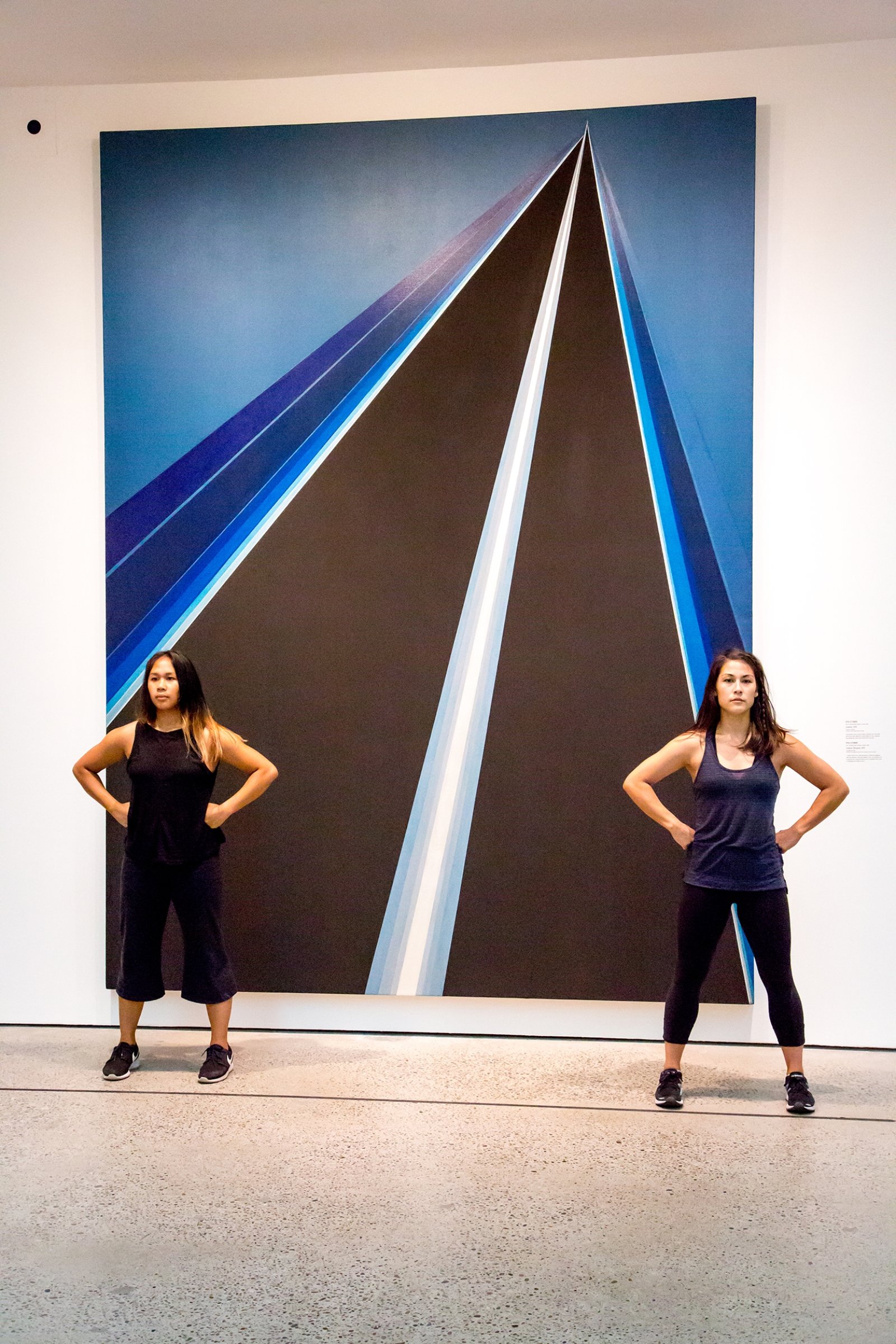 Tanya Lukin Linklater, Sun Force, 2017, site-specific performance with dancers Ceinwen Gobert and Danah Rosales in response to Fire and Light, an exhibition of Rita Letendre's paintings at the Art Gallery of Ontario, Toronto, Canada, 2017