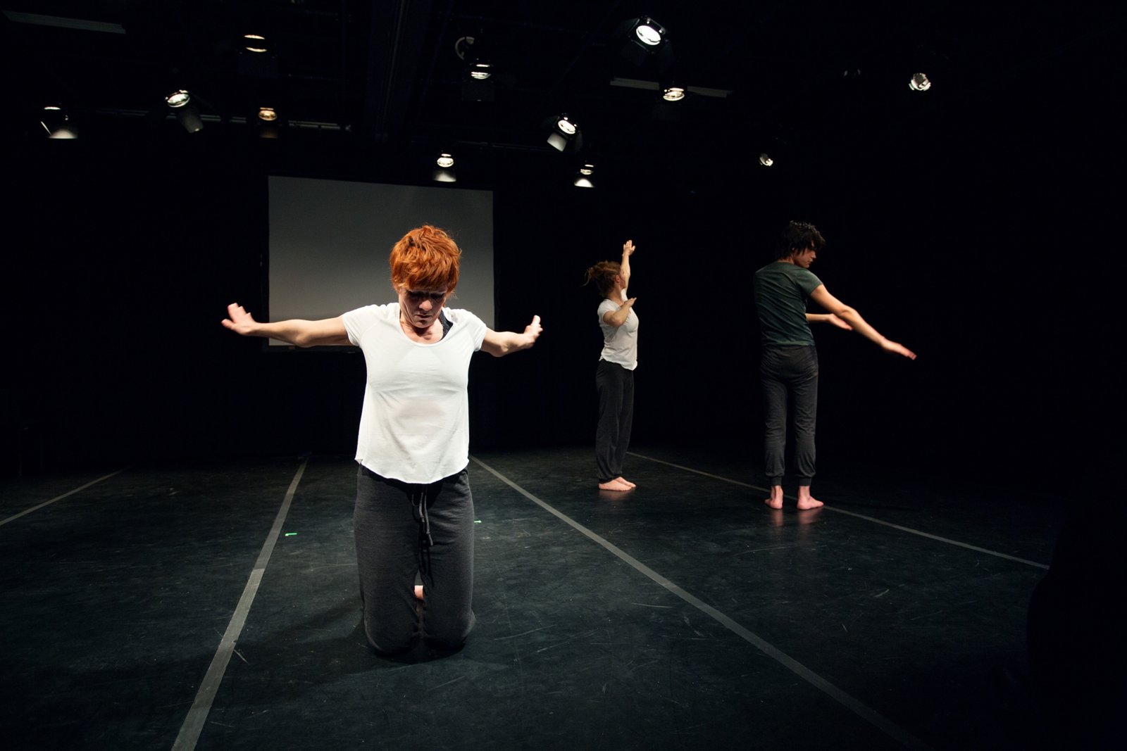 Tanya Lukin Linklater, the the, 2014–2016, site-specific performance with 3 dancers. Performance documentation, Turn Out, Remai Modern, Saskatoon, Canada, 2016