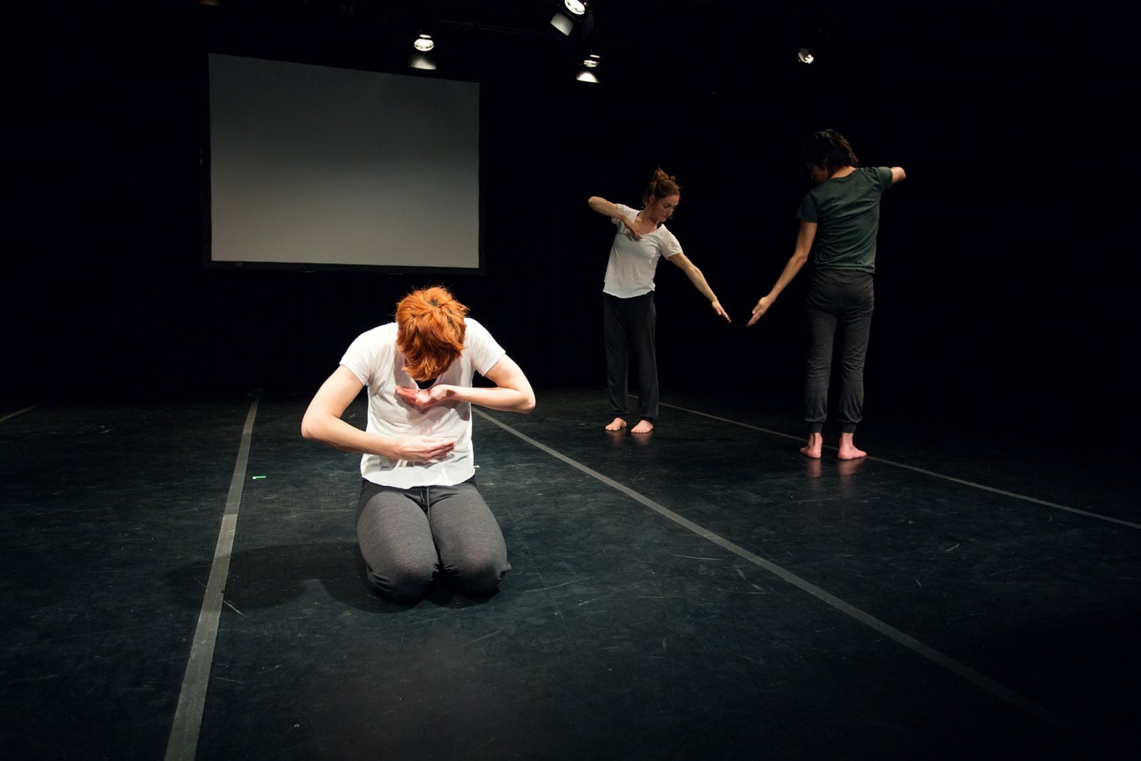 Tanya Lukin Linklater, the the, 2014–2016, site-specific performance with 3 dancers. Performance documentation, Turn Out, Remai Modern, Saskatoon, Canada, 2016