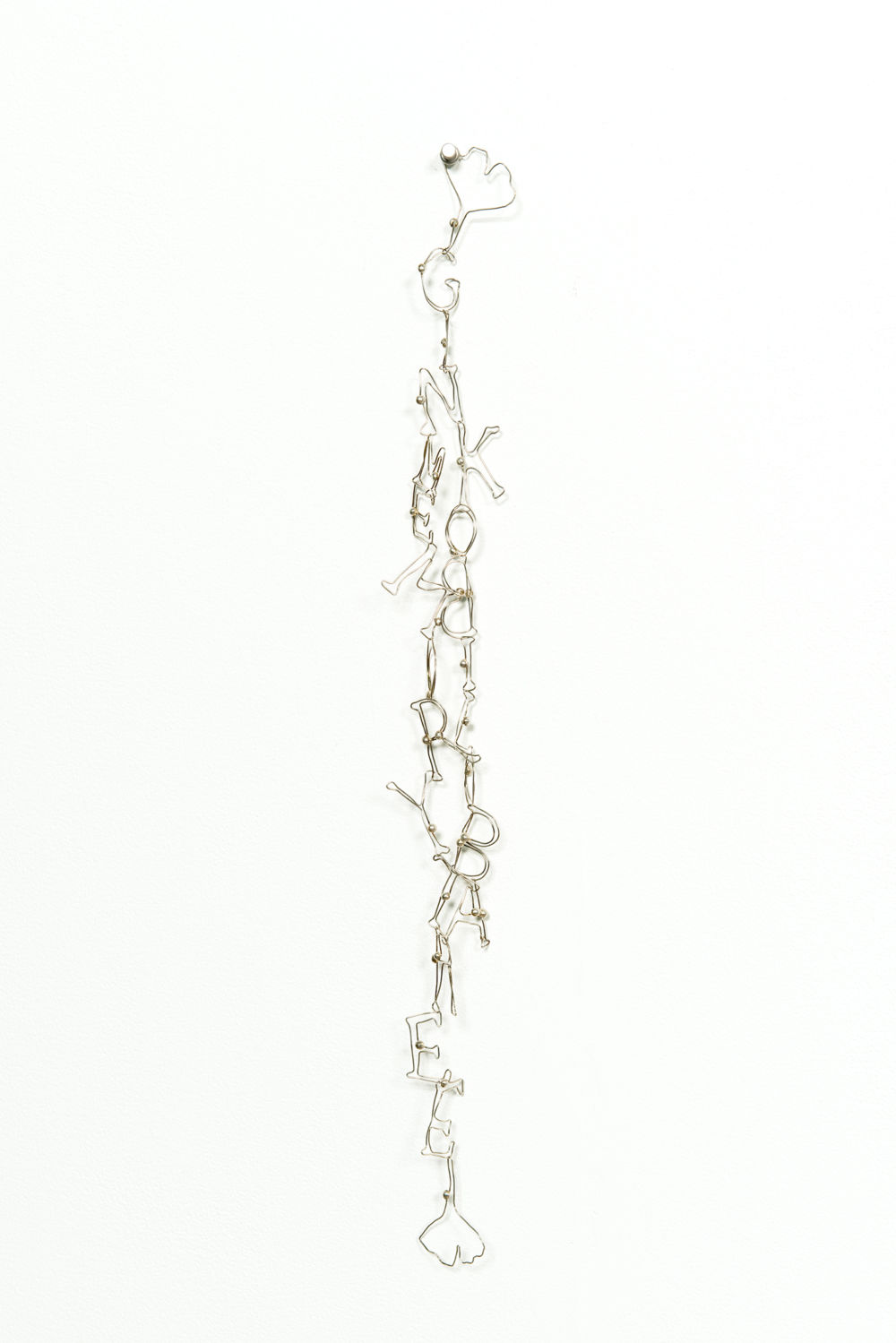 Christina Mackie, Gingko biloba memory tree (The confusion part III), 2012, silver chain, 21 x 2 x 2 in. (53 x 5 x 4 cm) by 