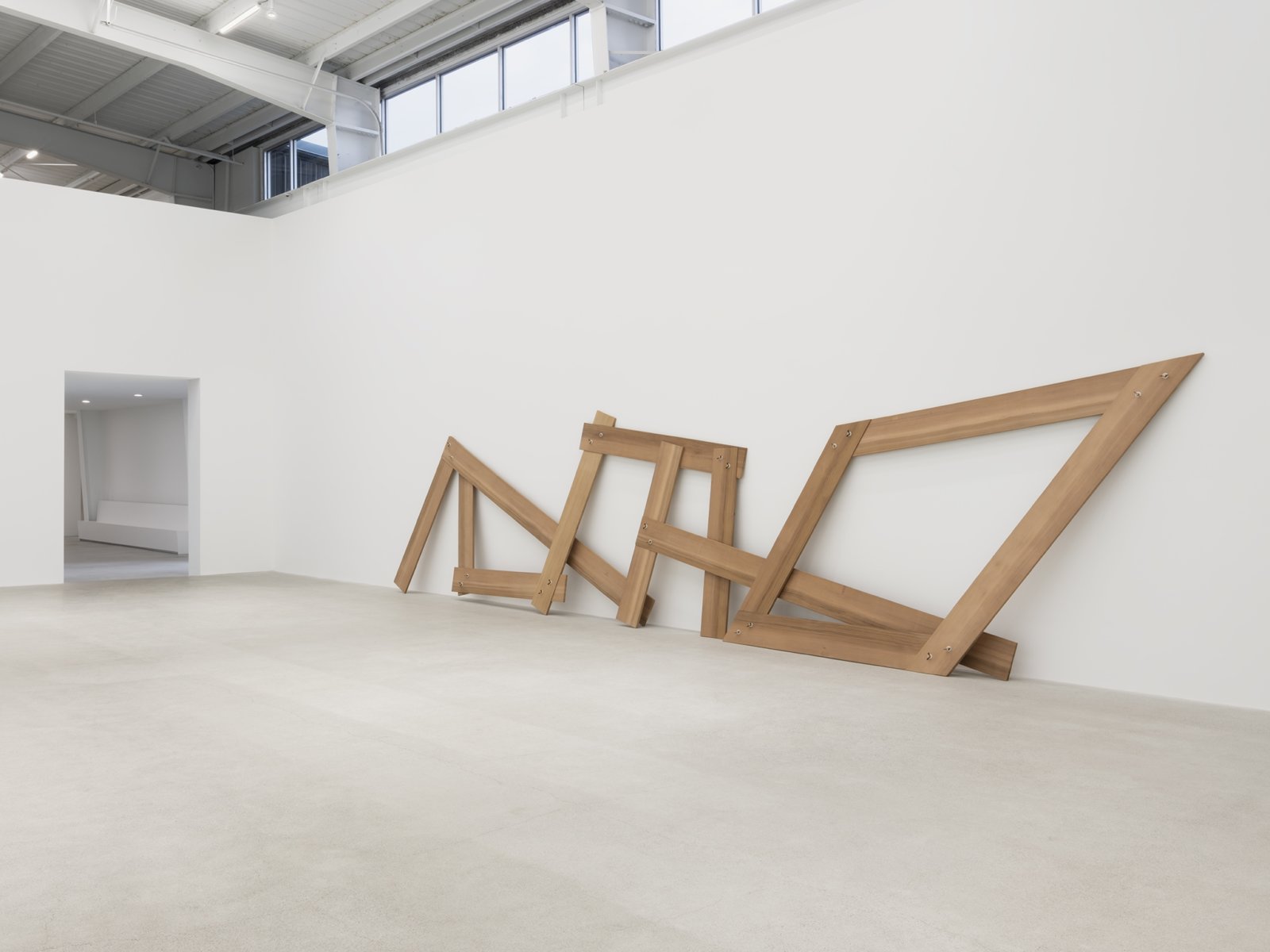Christina Mackie, Lots/lost (The confusion part I), 2012, cedar, brass, nylon, 94 x 388 x 19 in. (238 x 986 x 48 cm)