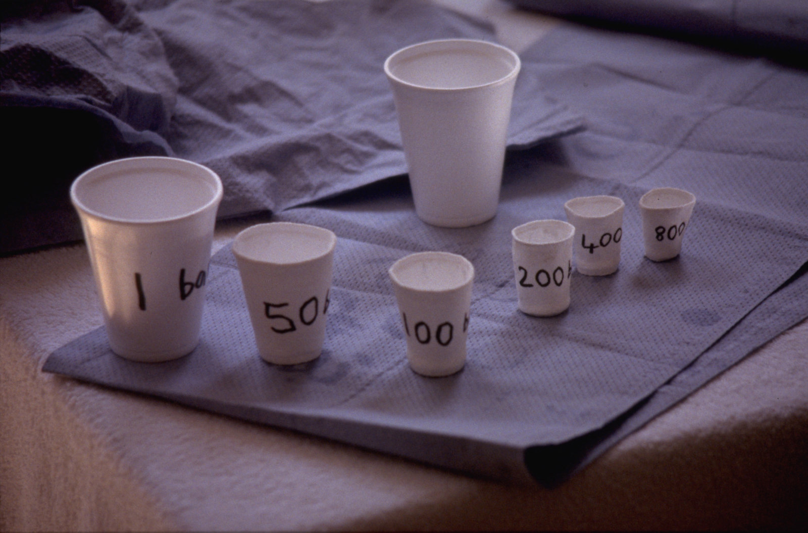 Christina Mackie, suppression, repression, depression compression, 1994, polystyrene cups, dimensions variable