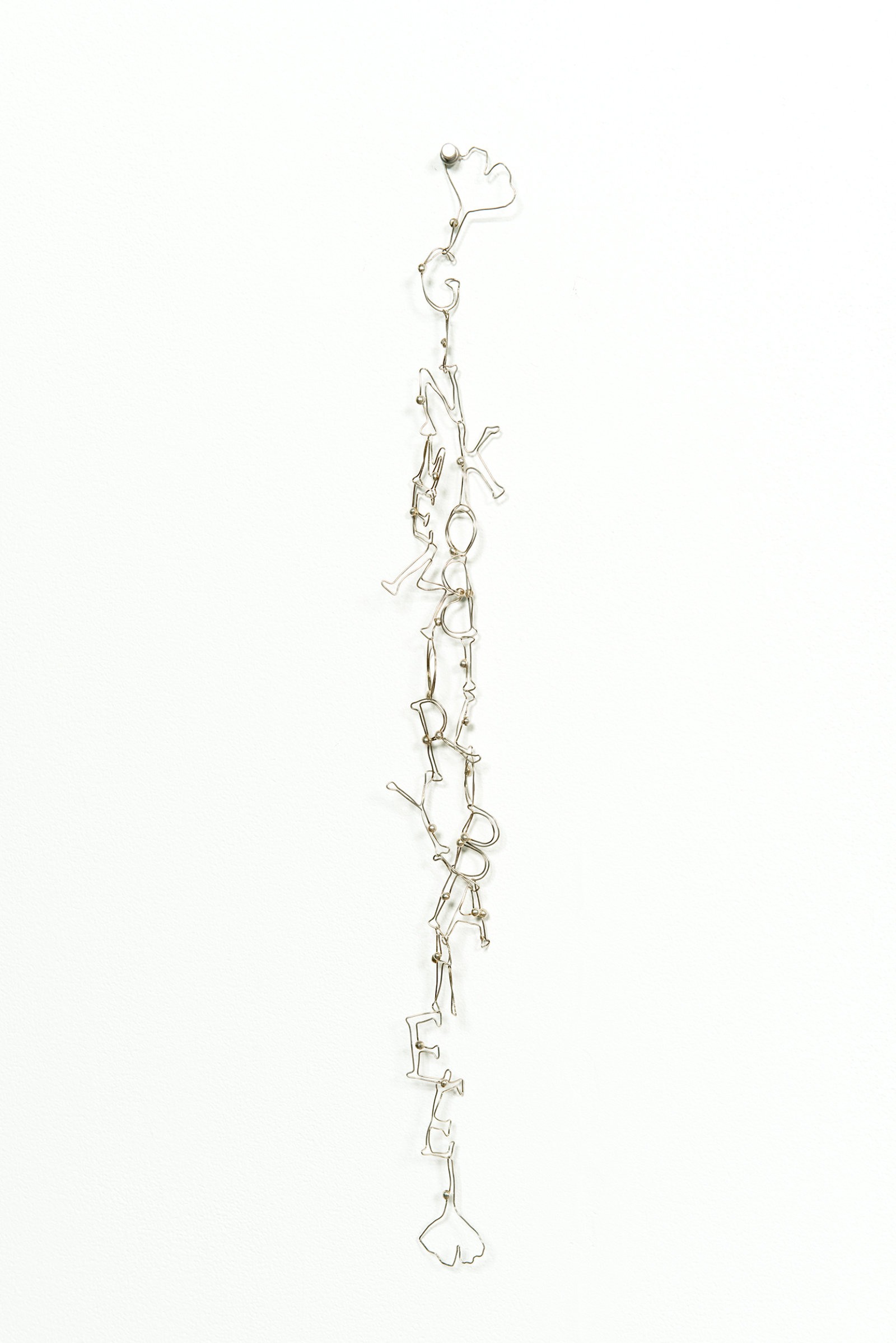 Christina Mackie, Gingko biloba memory tree (The confusion part III), 2012, silver chain, 21 x 2 x 2 in. (53 x 5 x 4 cm) 
